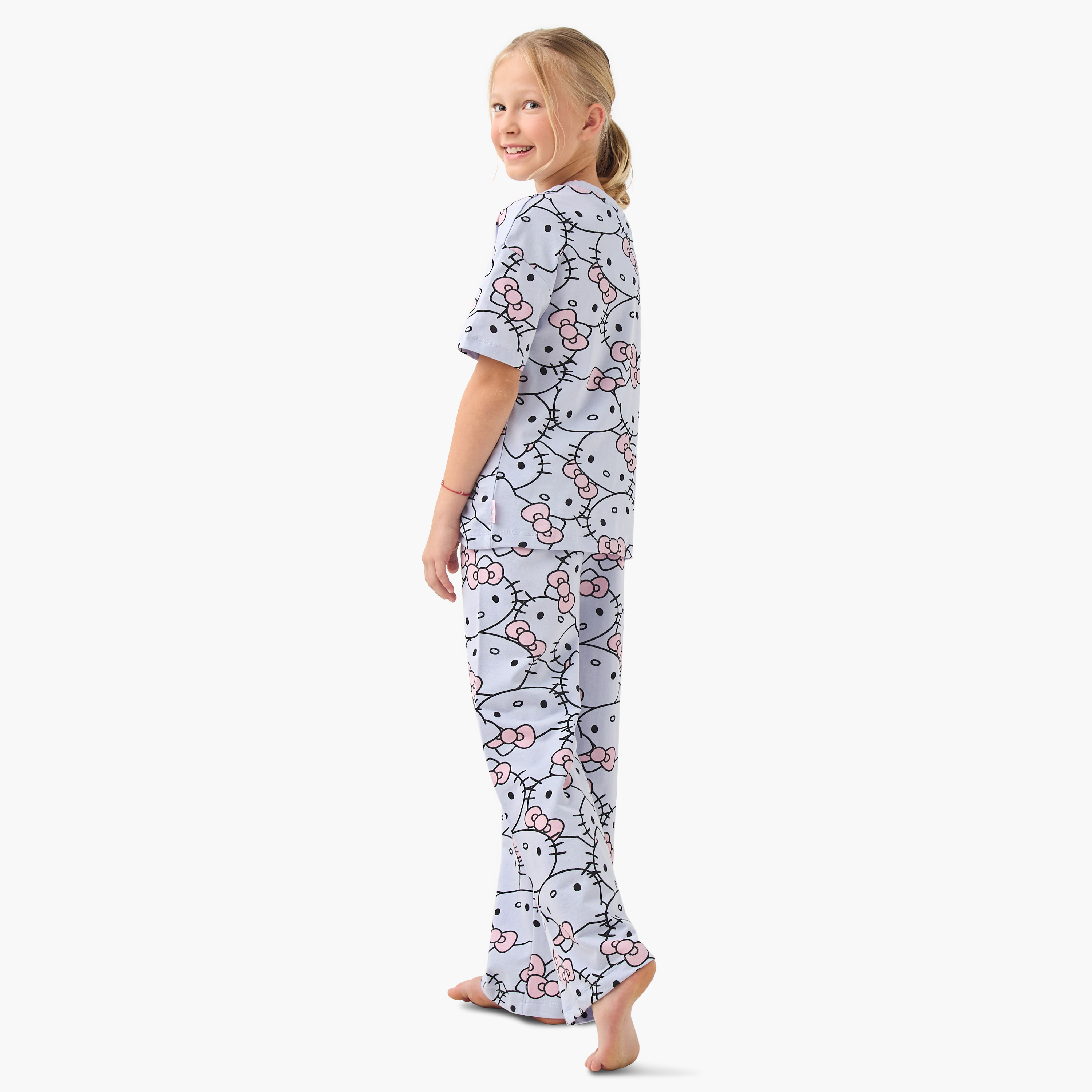 Sanrio Hello Kitty Print T-shirt and Pyjama Set-girls-clothing-nightwear-image-4