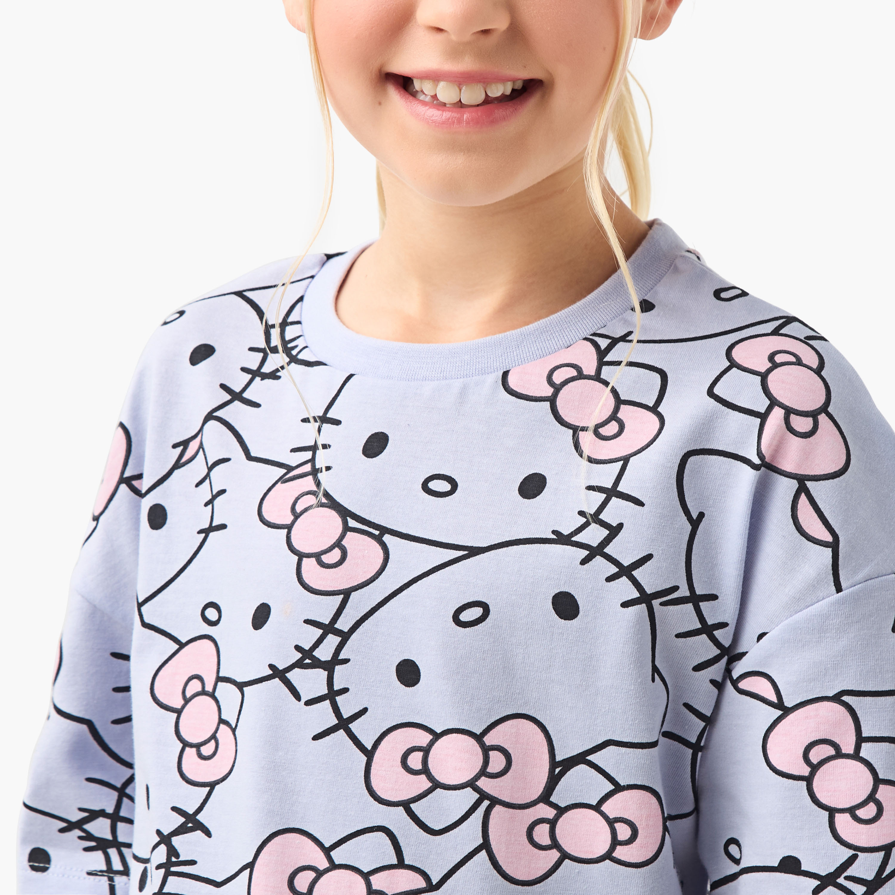 Sanrio Hello Kitty Print T-shirt and Pyjama Set-girls-clothing-nightwear-image-5