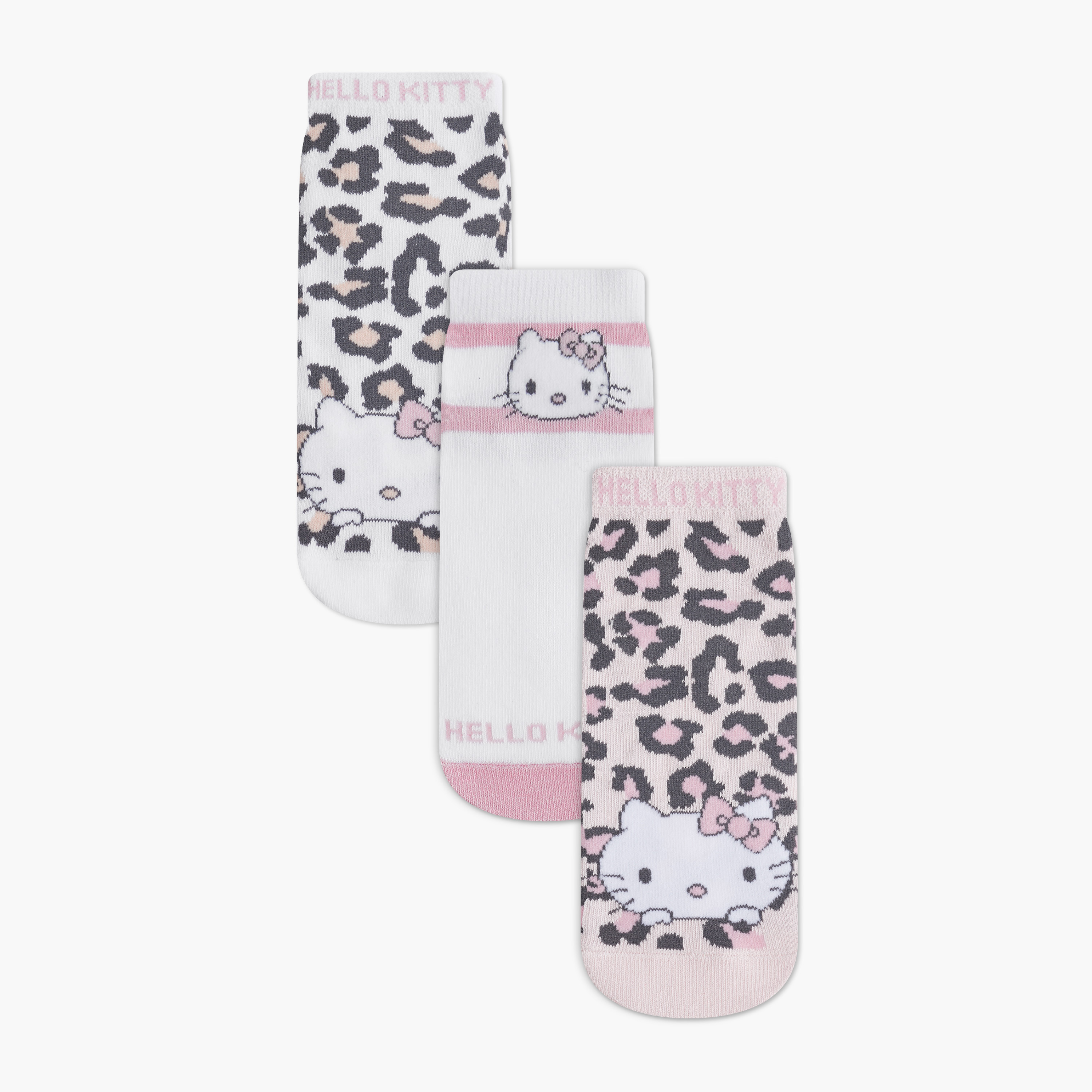 Sanrio Hello Kitty Detail Ankle Length Socks - Set of 3-girls-accessories-socks-image-1