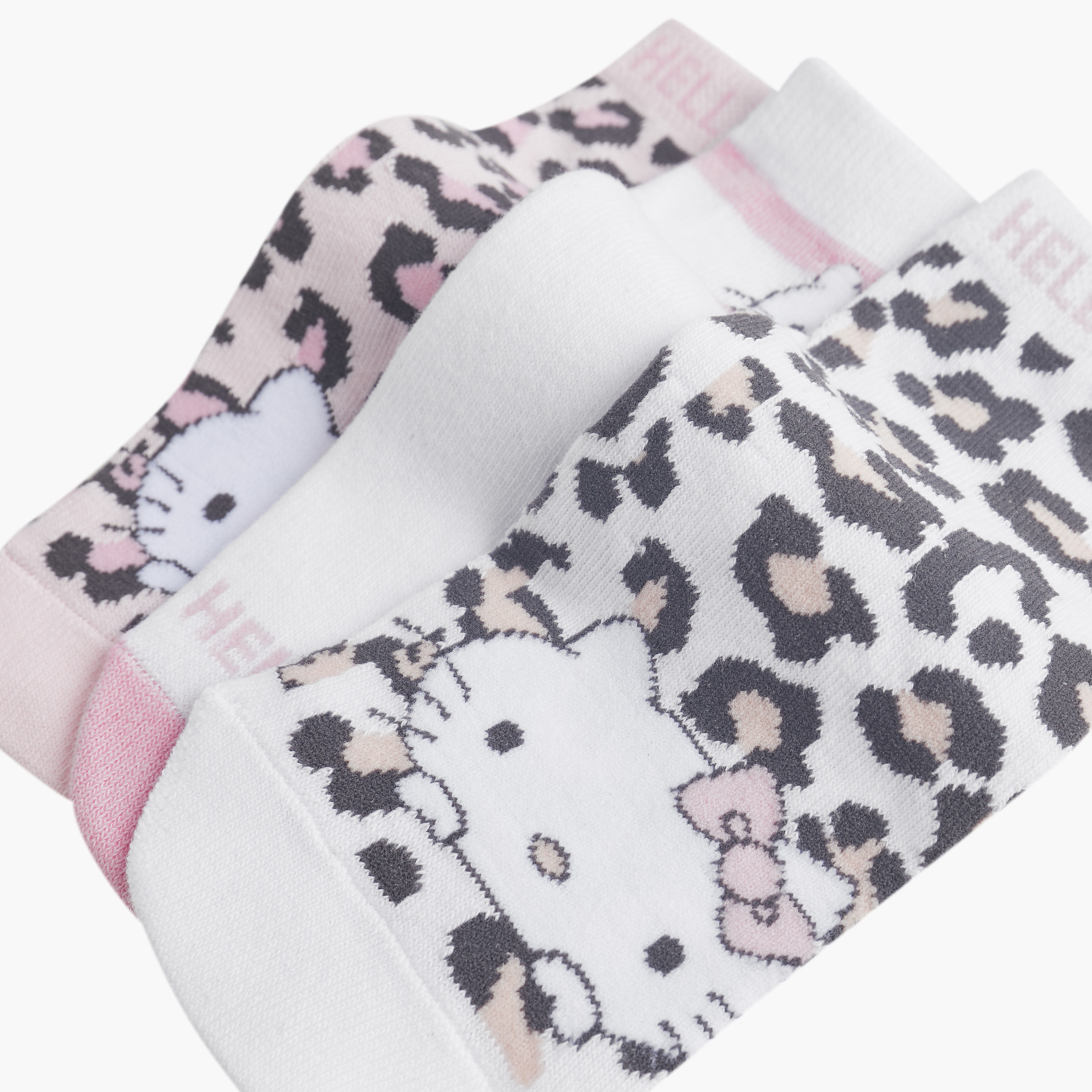 Sanrio Hello Kitty Detail Ankle Length Socks - Set of 3-girls-accessories-socks-image-3