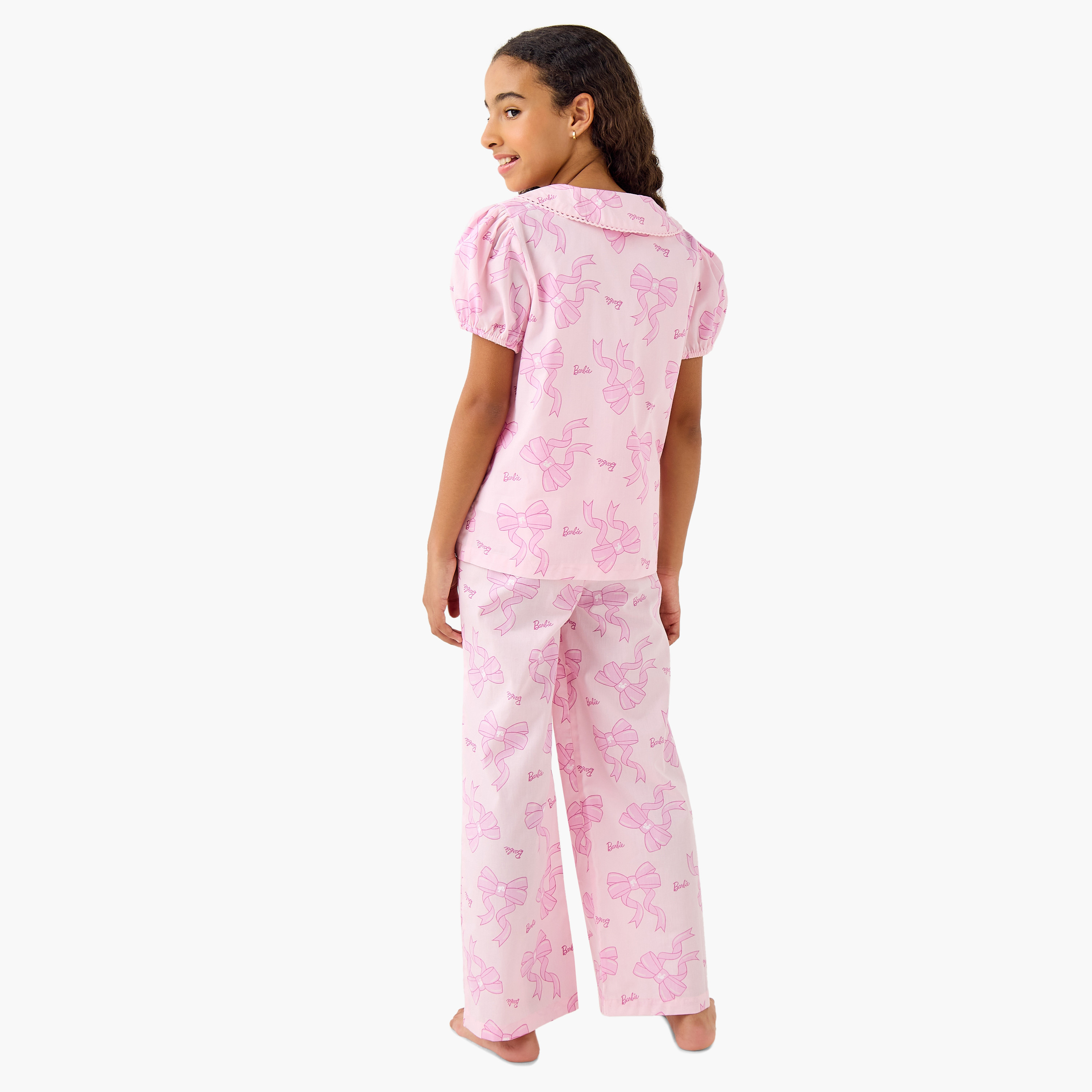 Barbie Print Shirt and Pyjama Set-girls-clothing-nightwear-image-4