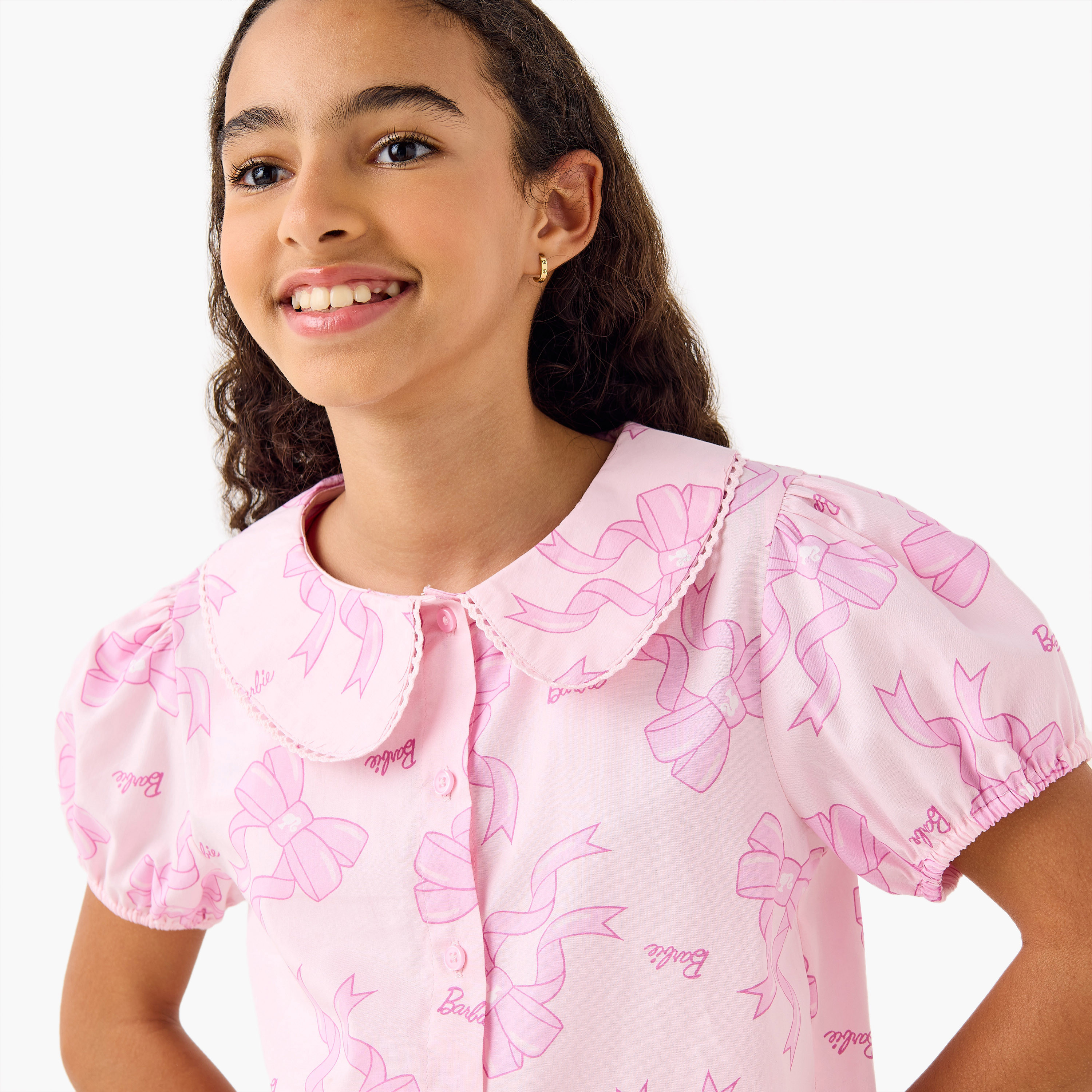 Barbie Print Shirt and Pyjama Set-girls-clothing-nightwear-image-5