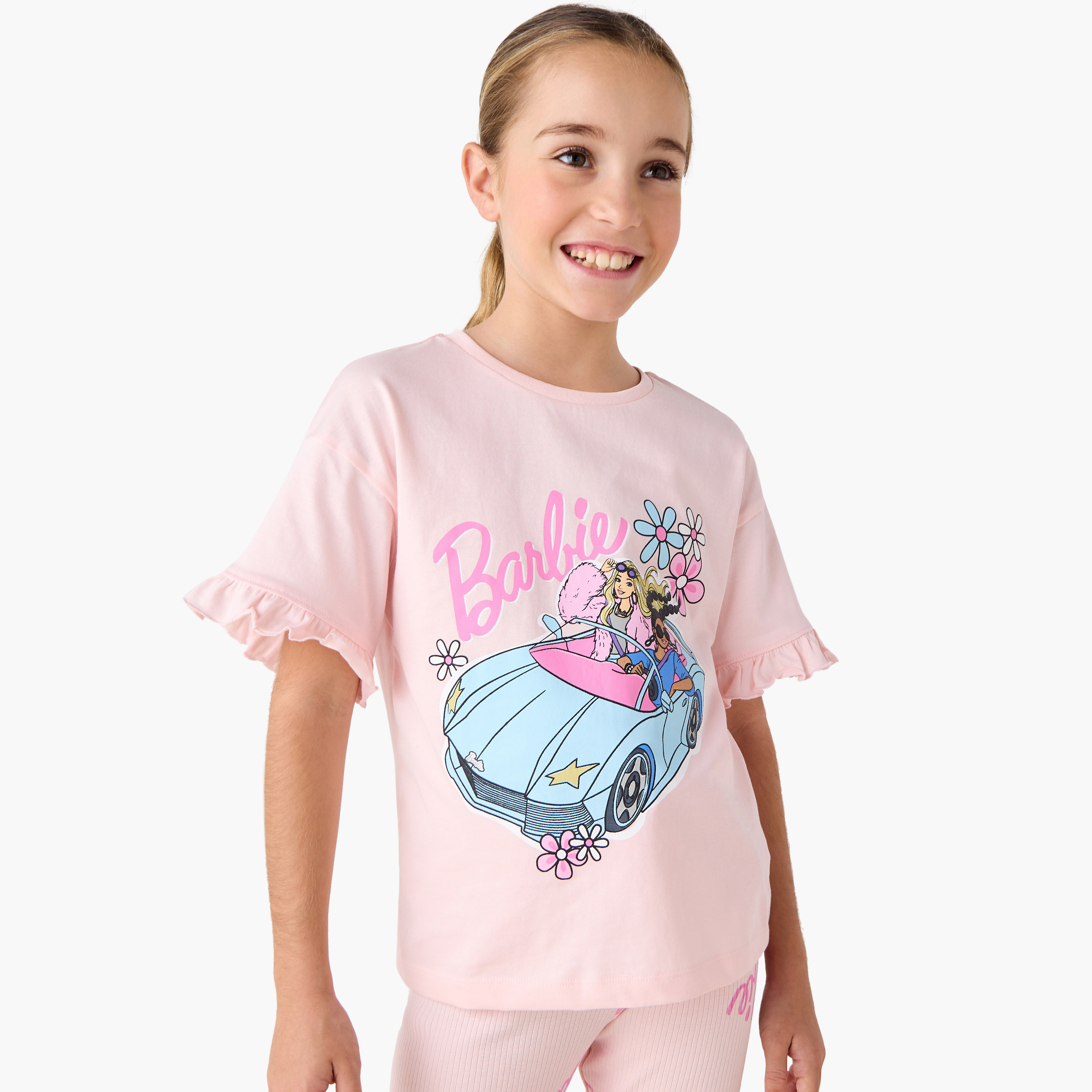 طقم بنطلون بيجاما وبلوزة بطبعات باربي-girls-clothing-nightwear-image-2