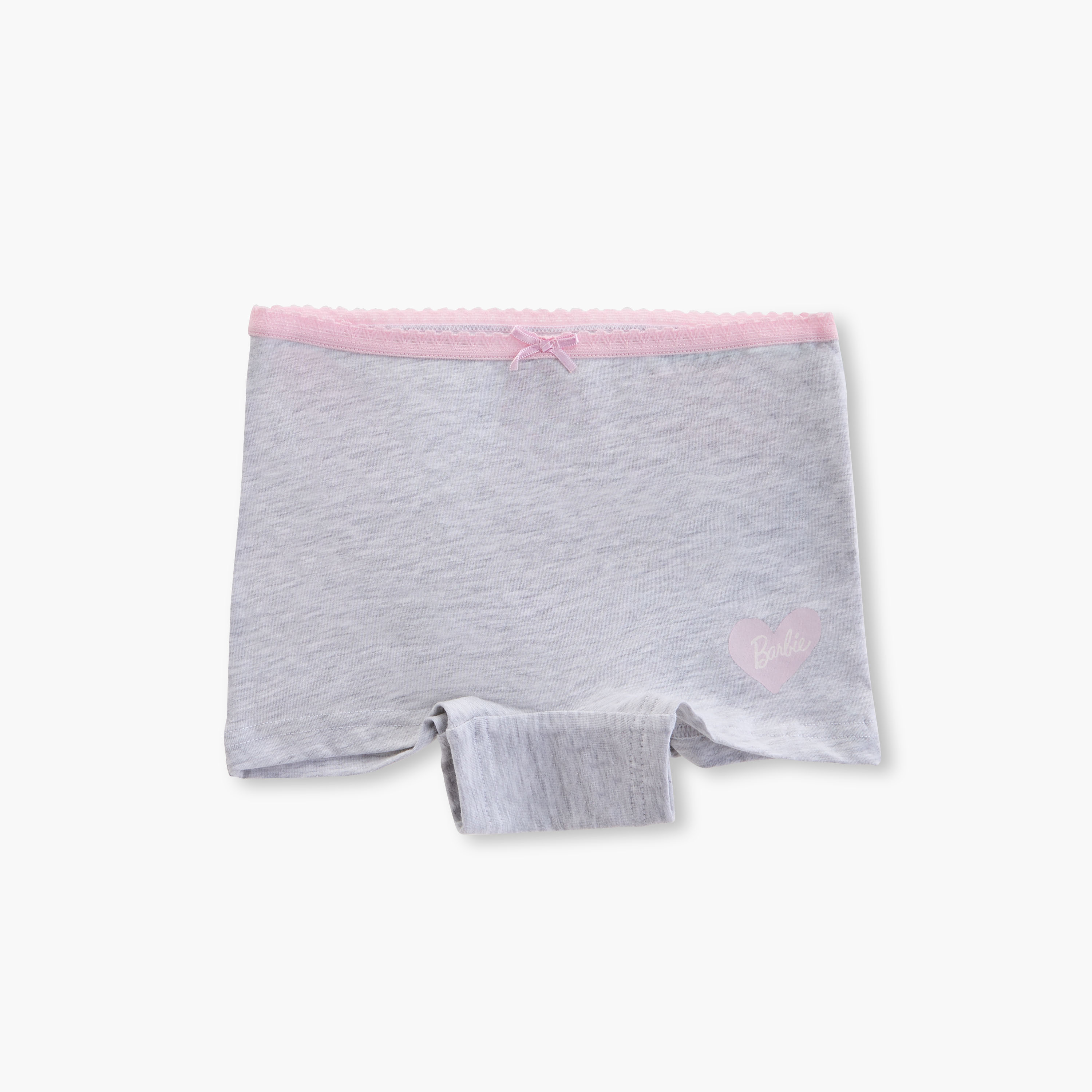 Barbie Print Boyshorts with Elasticated Waistband and Bow Detail - Set of 3-girls-clothing-innerwear-panties-image-4