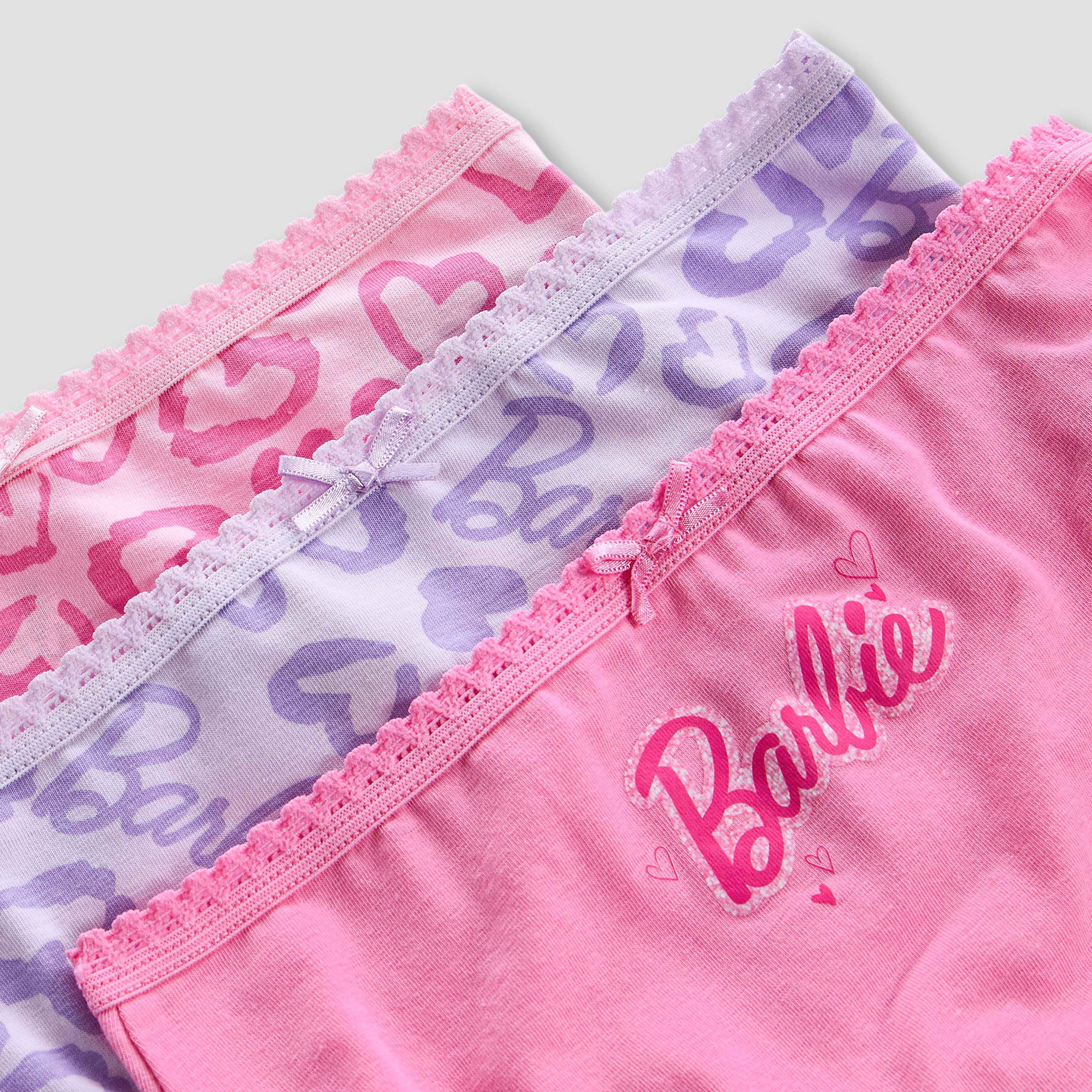 Girls Briefs with Barbie Print - Cotton - Set of 3-girls-clothing-innerwear-panties-image-5