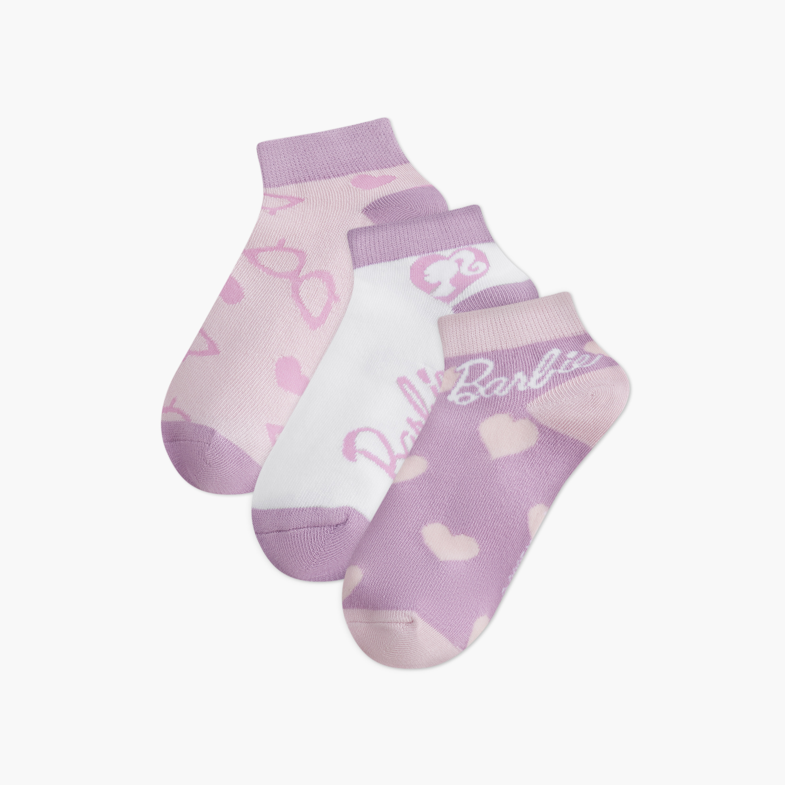 Barbie Print Ankle Length Socks - Set of 3-girls-accessories-socks-image-1