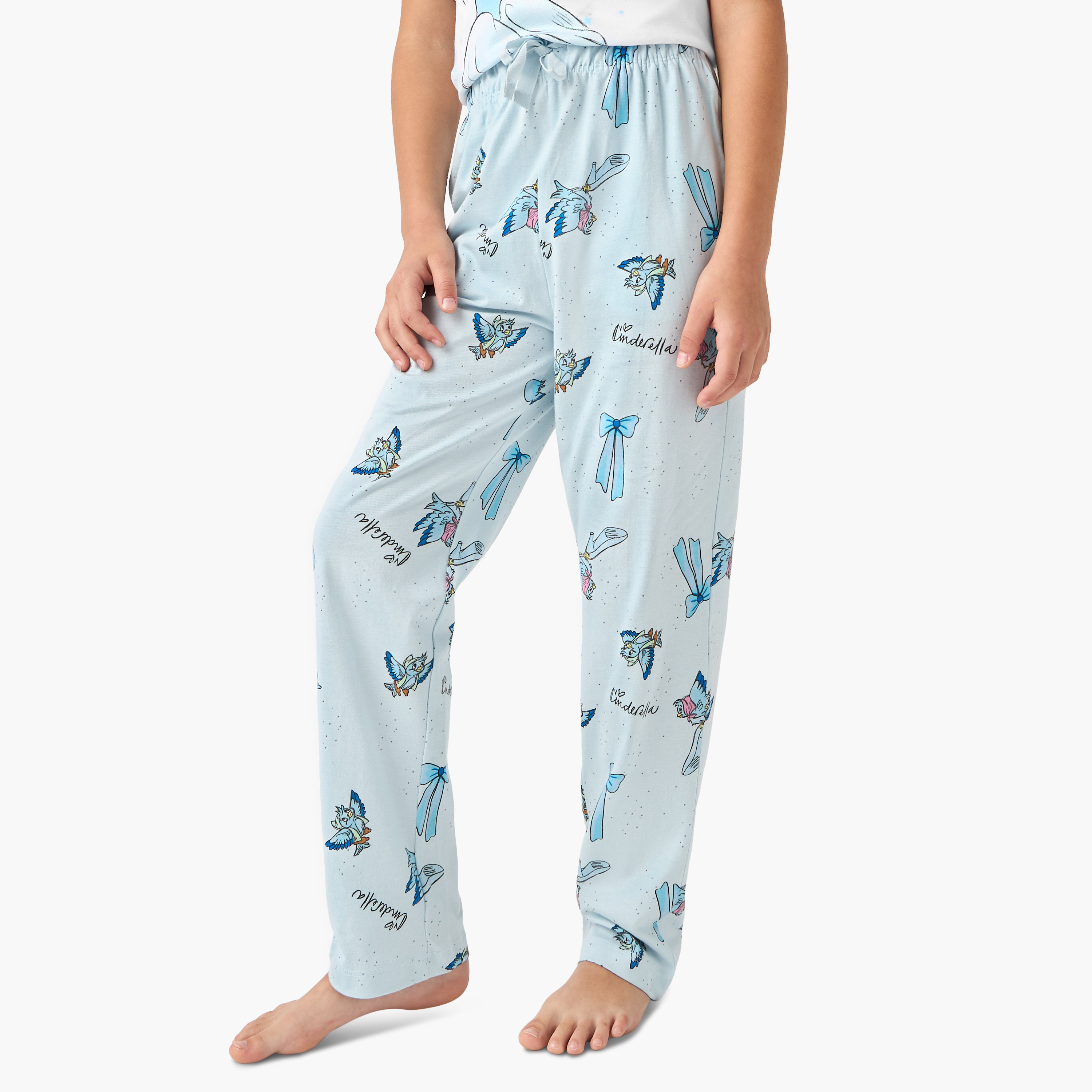Disney Cinderella Print T-shirt and Pyjama Set-girls-clothing-nightwear-image-3