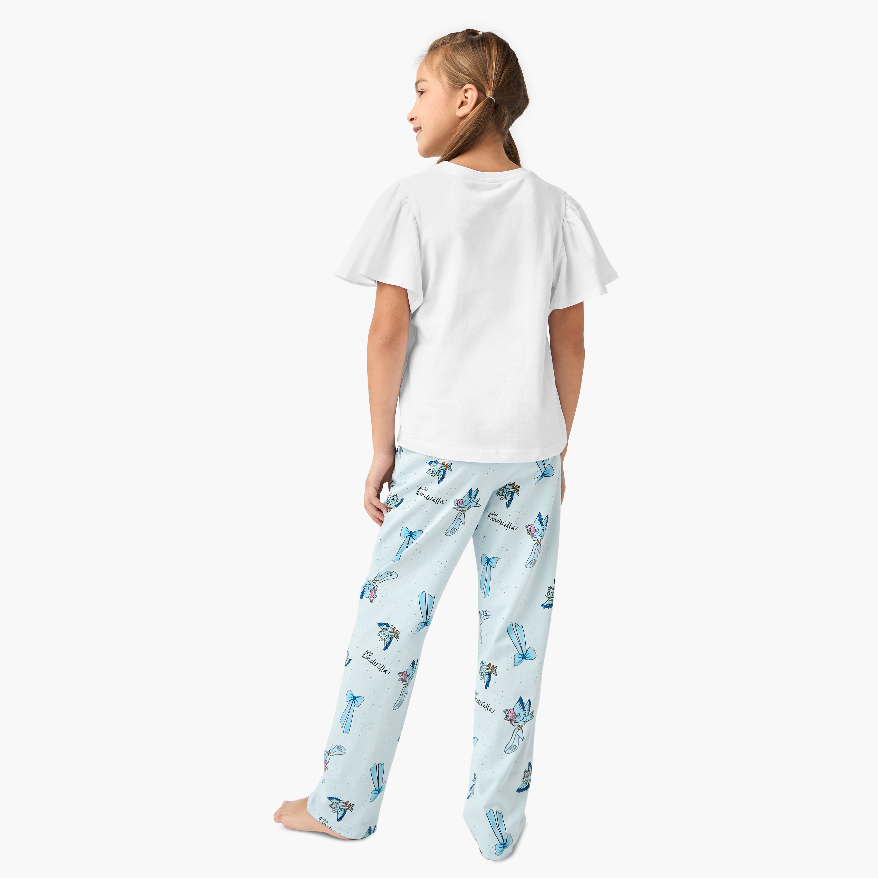 Disney Cinderella Print T-shirt and Pyjama Set-girls-clothing-nightwear-image-4