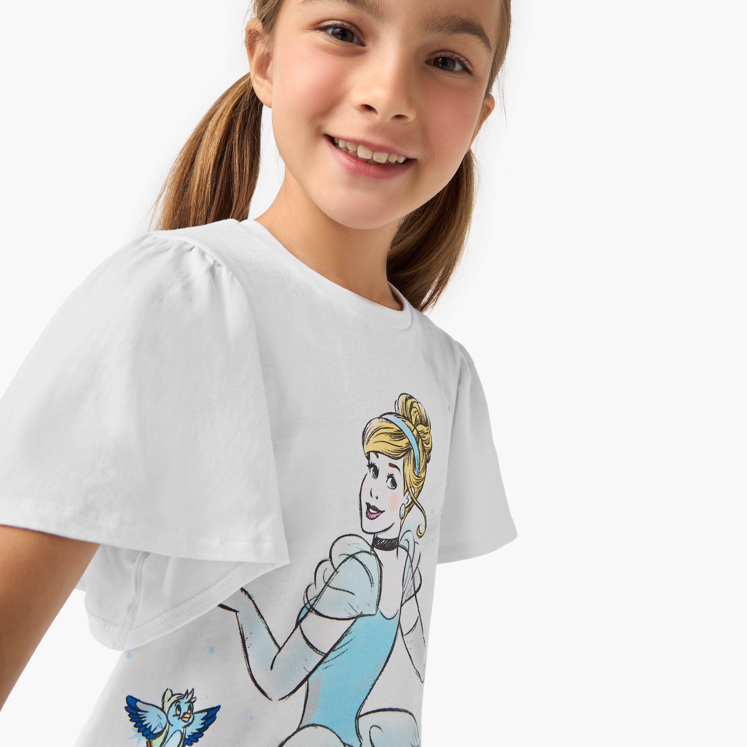 Disney Cinderella Print T-shirt and Pyjama Set-girls-clothing-nightwear-image-5
