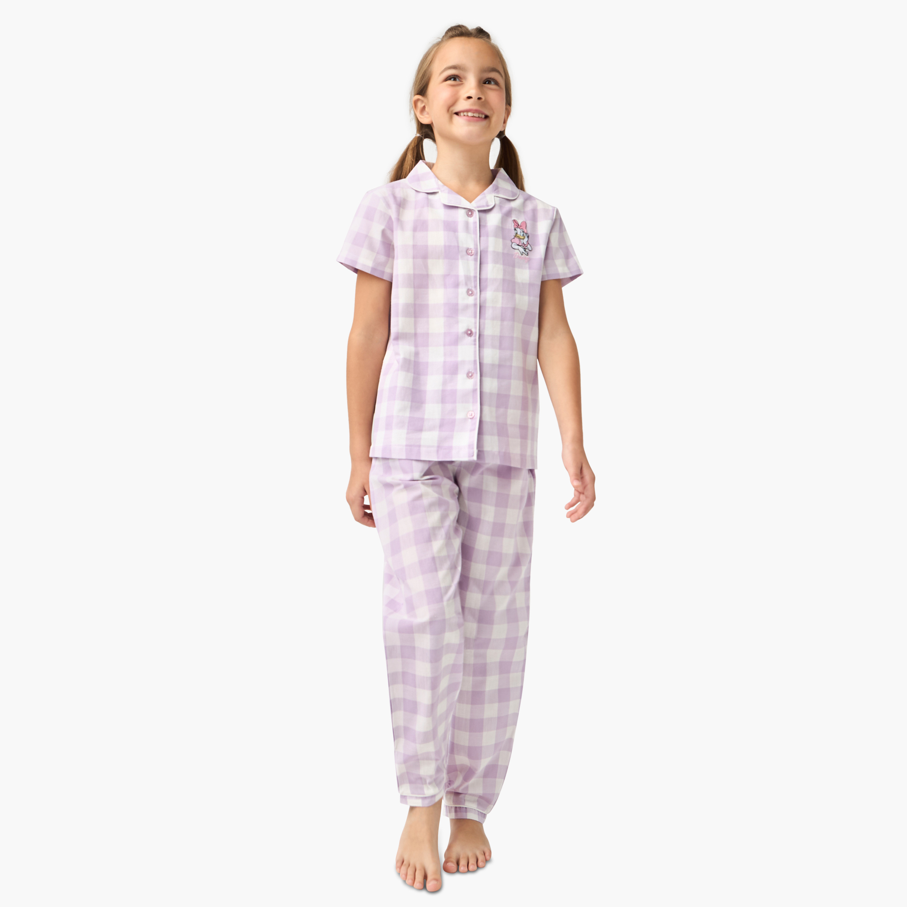 طقم بنطلون بيجاما وقميص كاروهات من ديزني-girls-clothing-nightwear-image-1