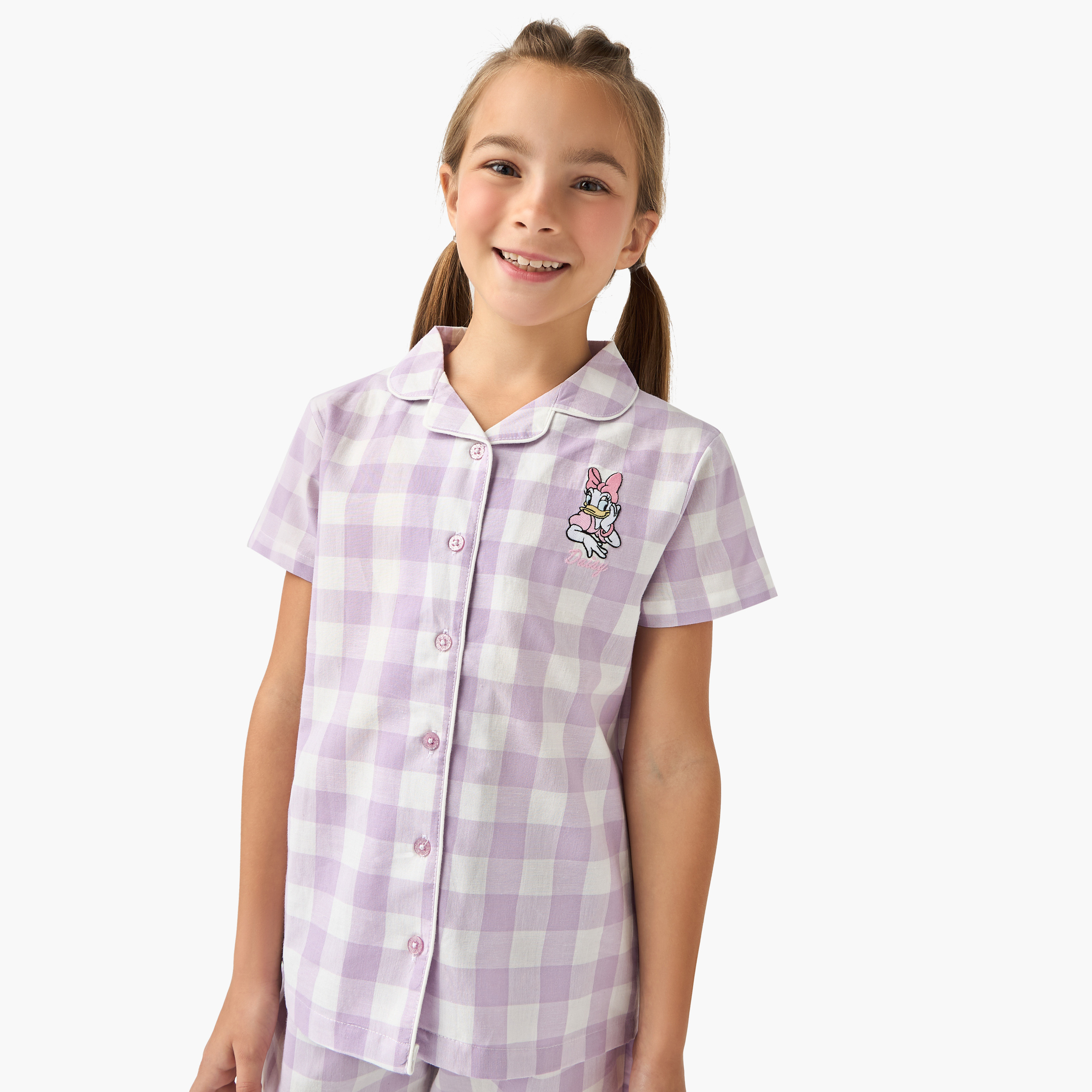 طقم بنطلون بيجاما وقميص كاروهات من ديزني-girls-clothing-nightwear-image-2