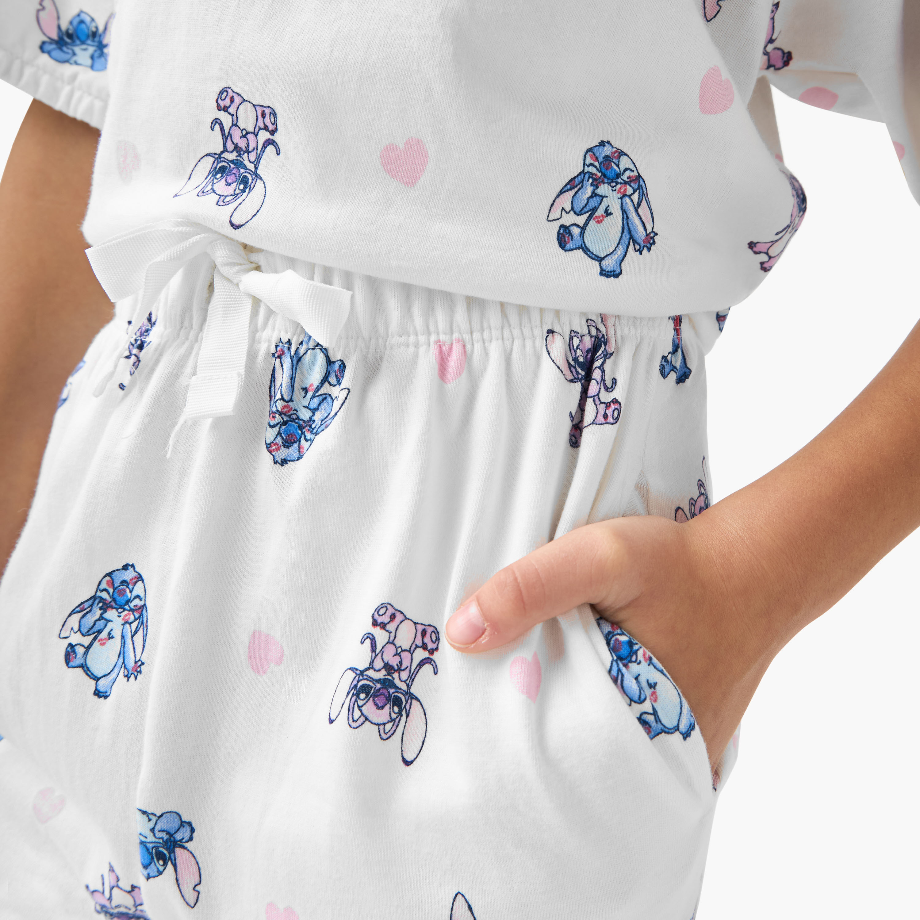 Disney Stitch and Angel Print Top and Pyjama Set-girls-clothing-nightwear-image-5