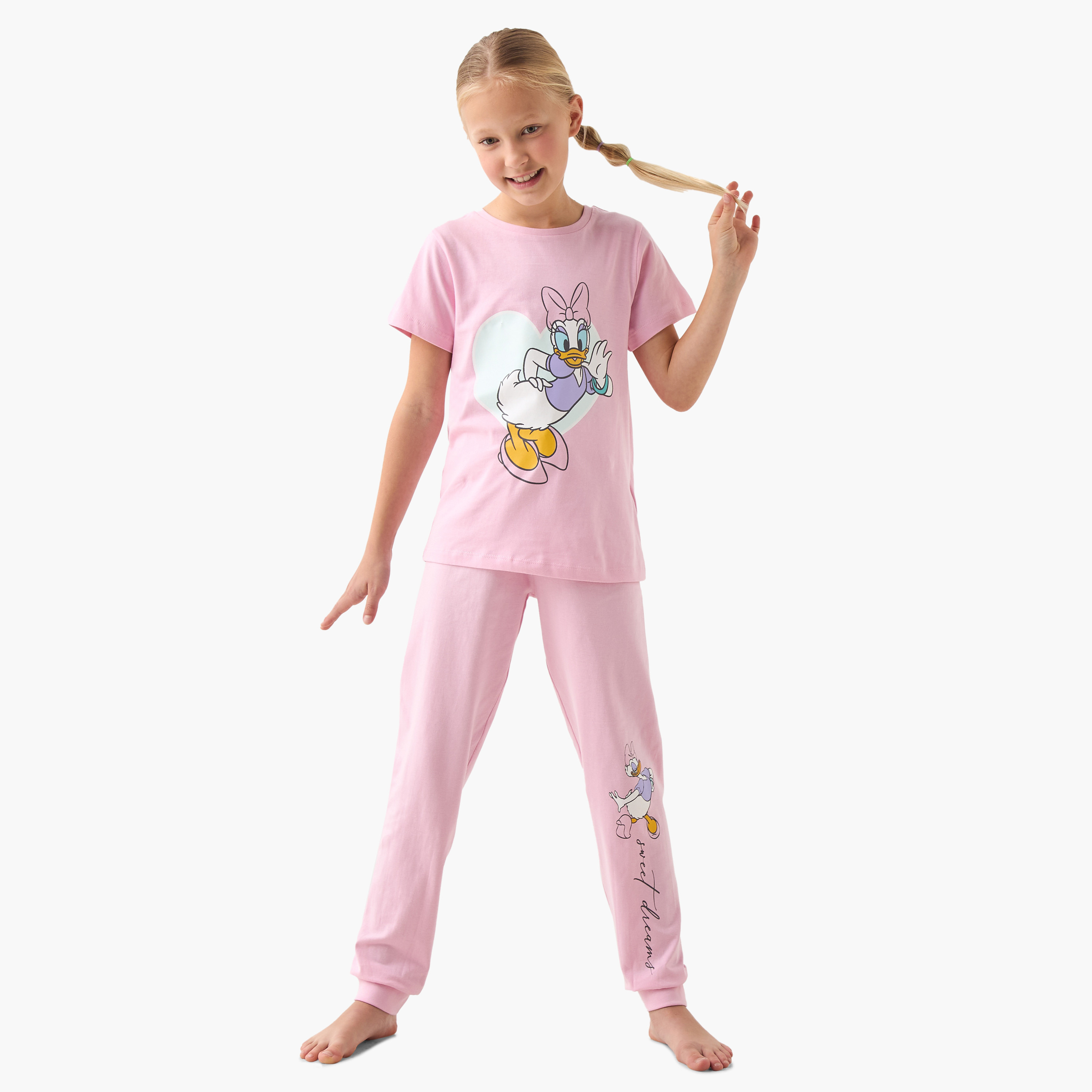 Disney Daisy Duck Print T-shirt with Pyjama - Set of 2-girls-clothing-multipacks-image-2