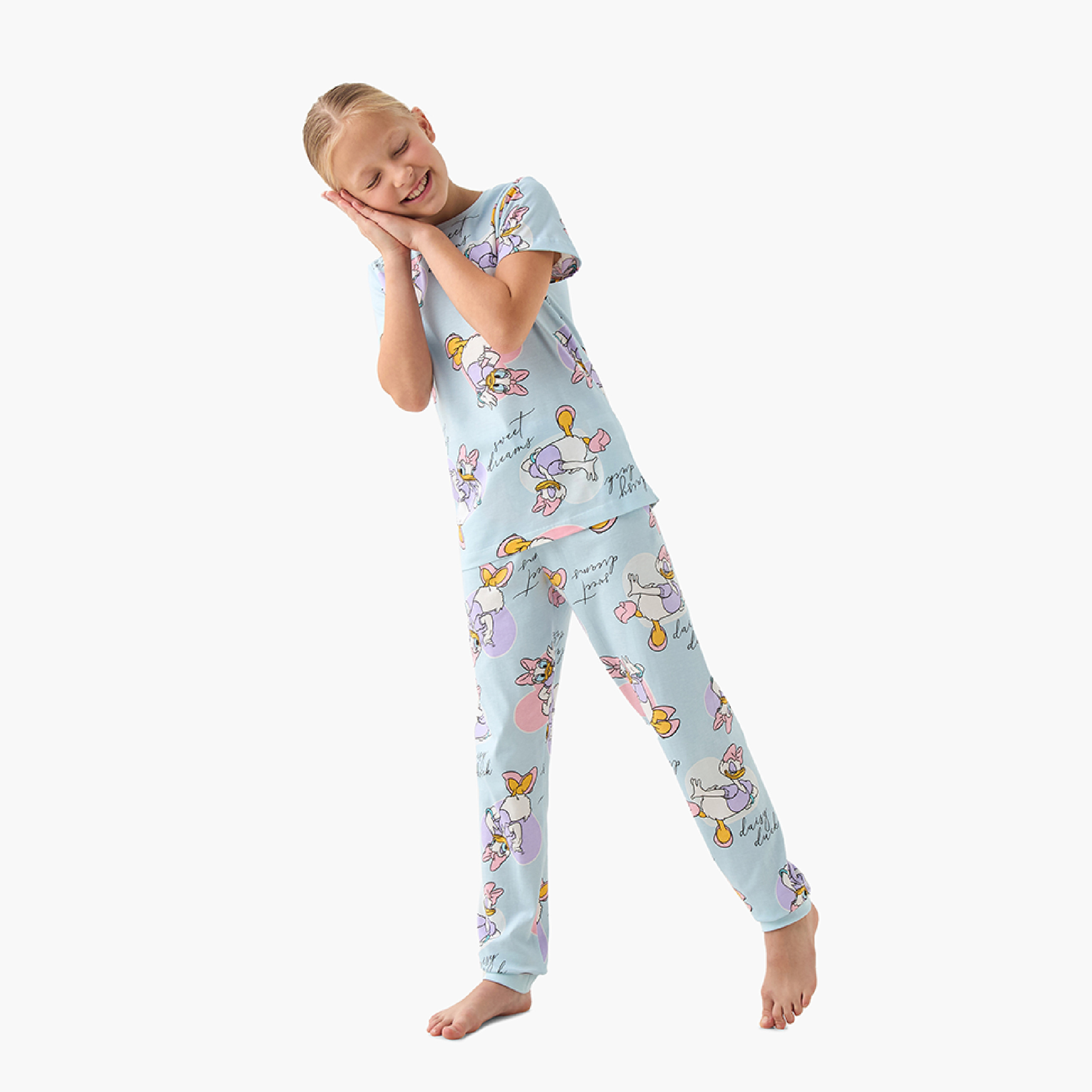 Disney Daisy Duck Print T-shirt with Pyjama - Set of 2-girls-clothing-multipacks-image-3