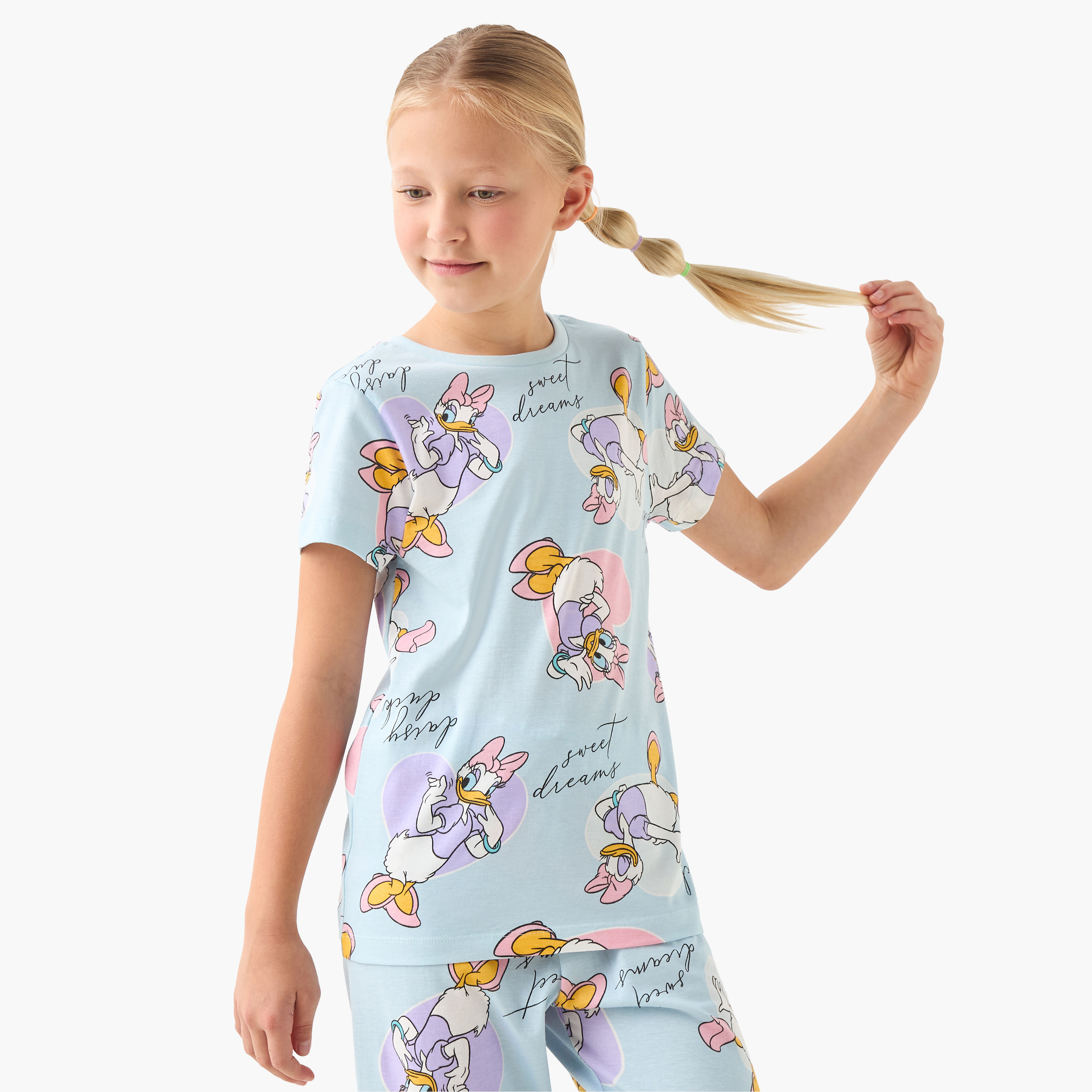 Disney Daisy Duck Print T-shirt with Pyjama - Set of 2-girls-clothing-multipacks-image-4