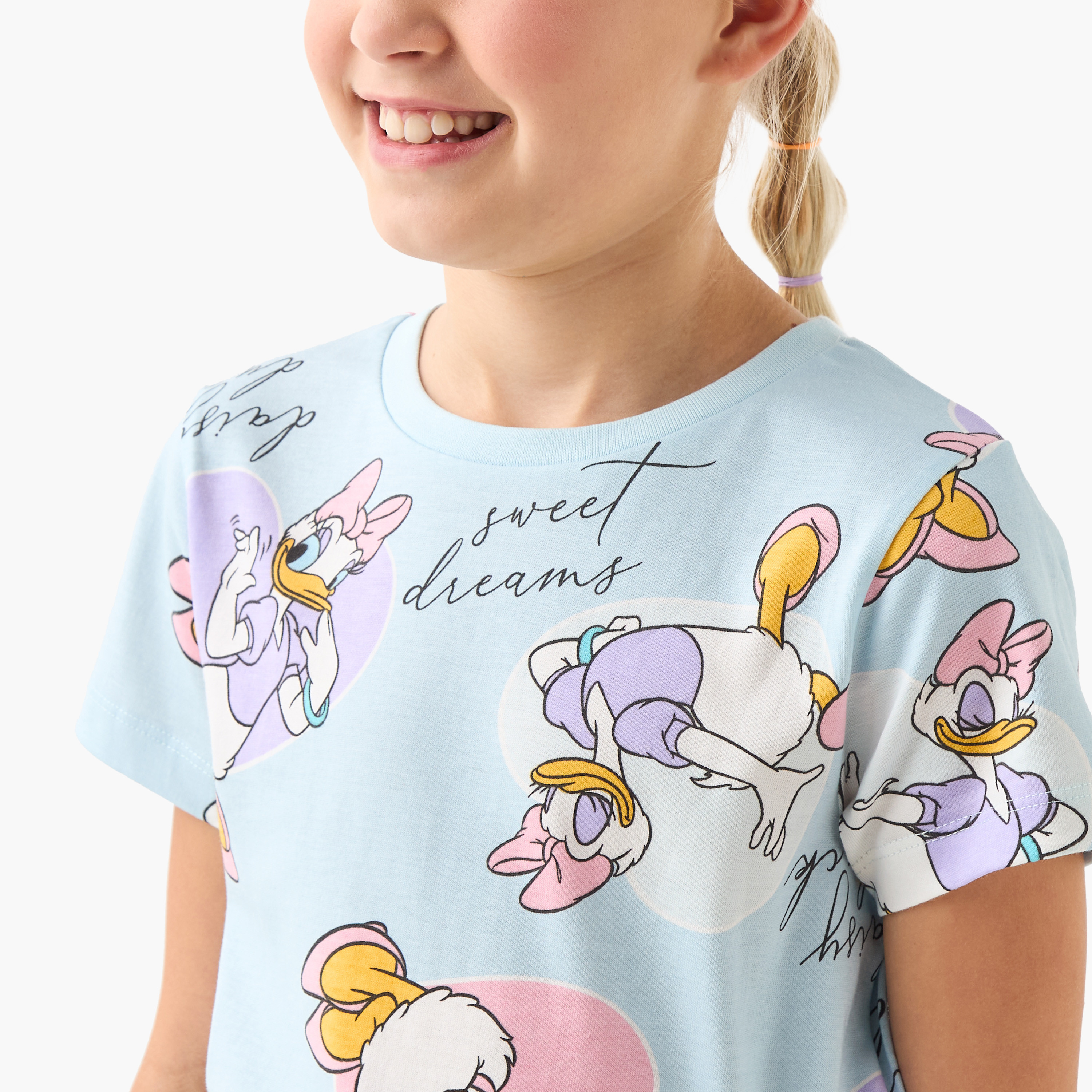 Disney Daisy Duck Print T-shirt with Pyjama - Set of 2-girls-clothing-multipacks-image-7