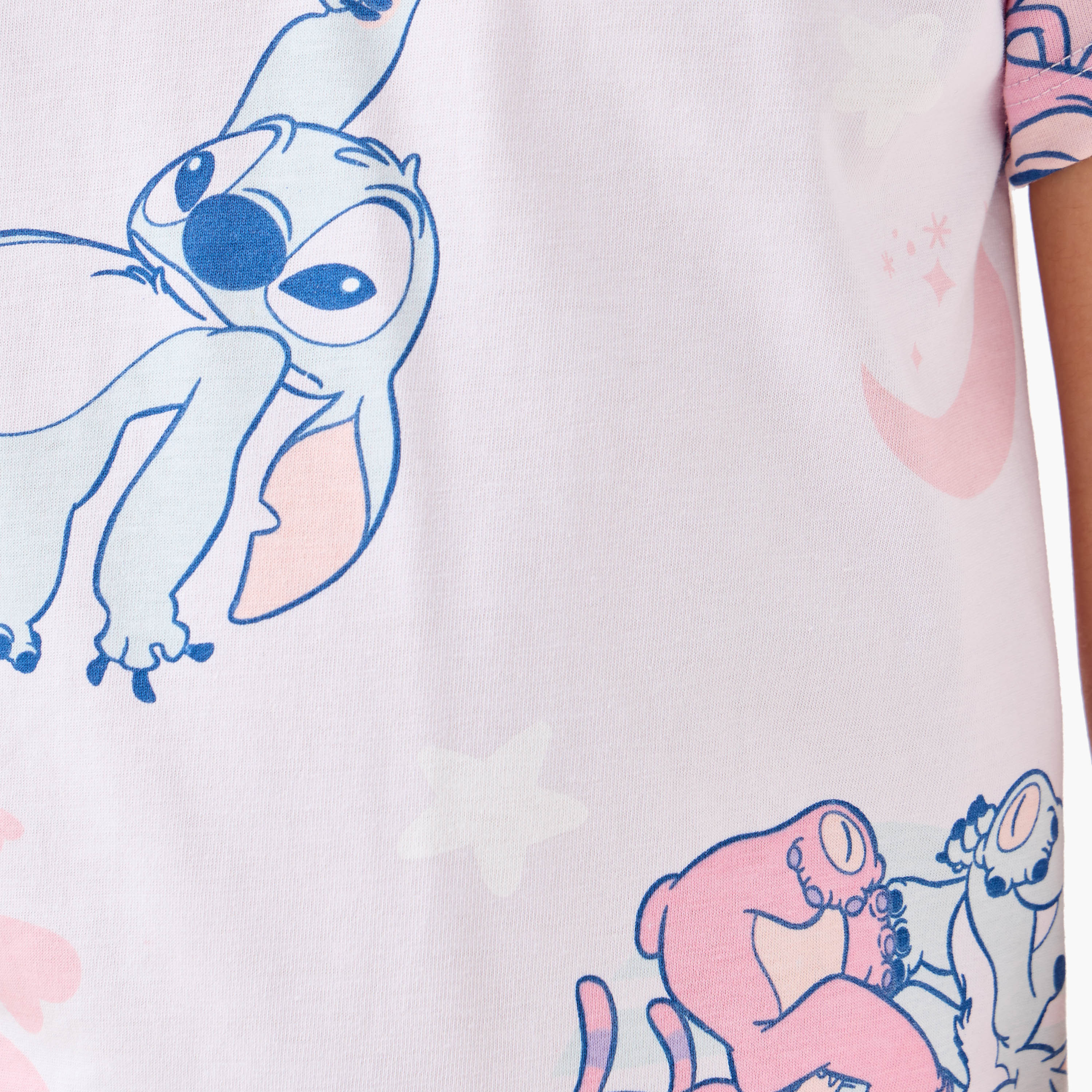 Disney Stitch and Angel Print T-shirt and Pyjama Set-girls-clothing-nightwear-image-7