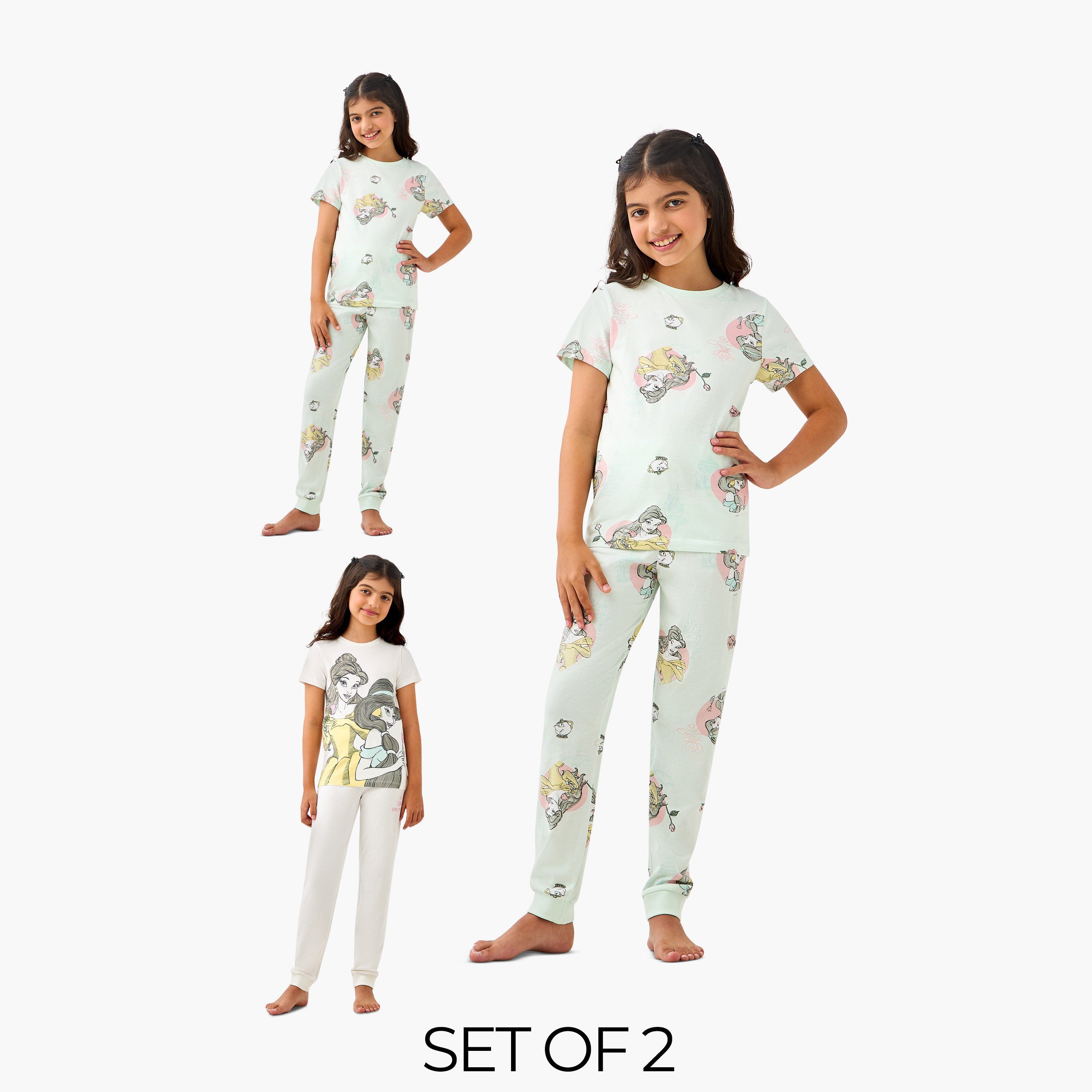 طقم بيجاما وتيشيرت بطبعات برنسيس من ديزني - طقم من قطعتين-girls-clothing-nightwear-image-8