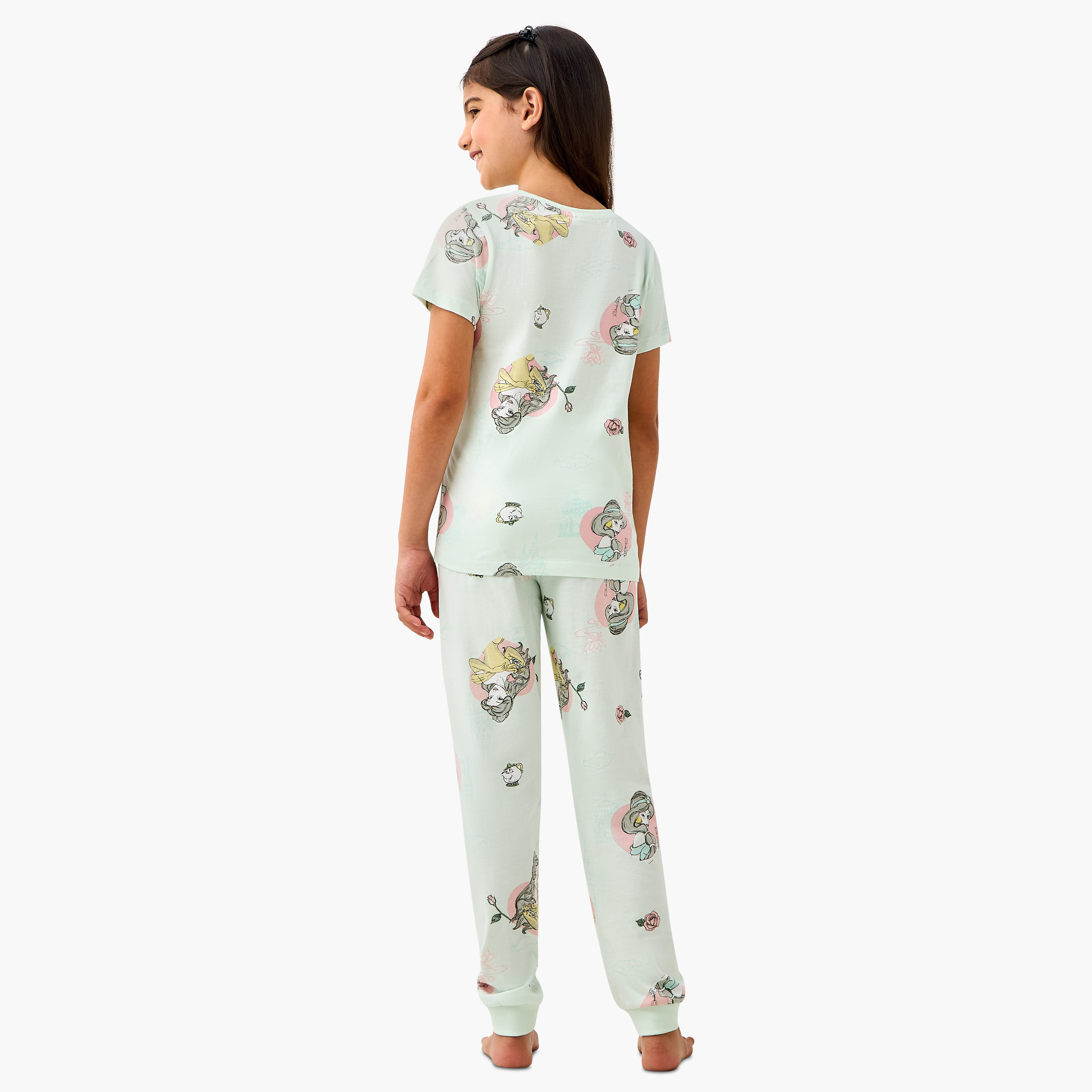 طقم بيجاما وتيشيرت بطبعات برنسيس من ديزني - طقم من قطعتين-girls-clothing-nightwear-image-4