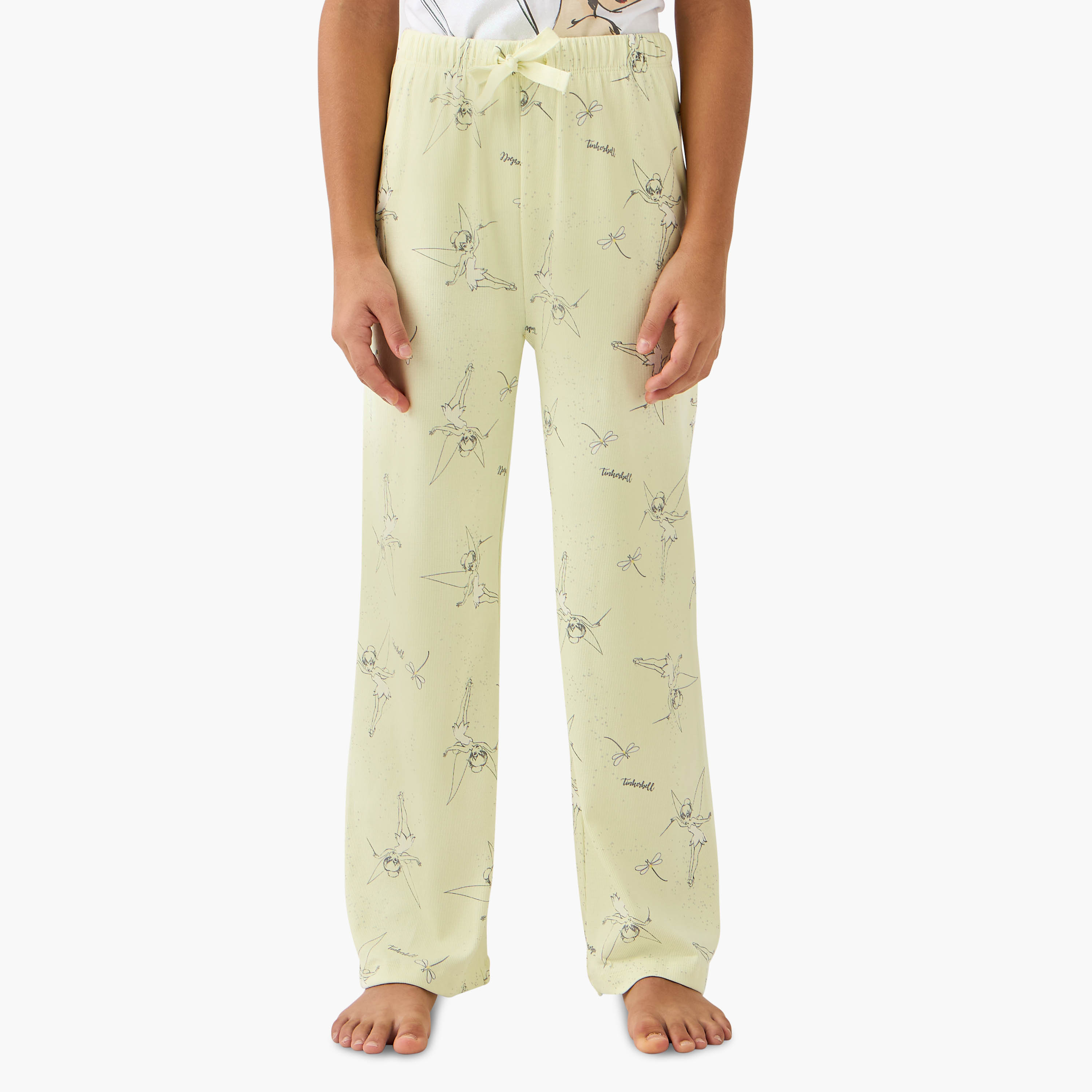 Disney Tinkerbell Print T-shirt and Pyjama Set-girls-clothing-nightwear-image-3