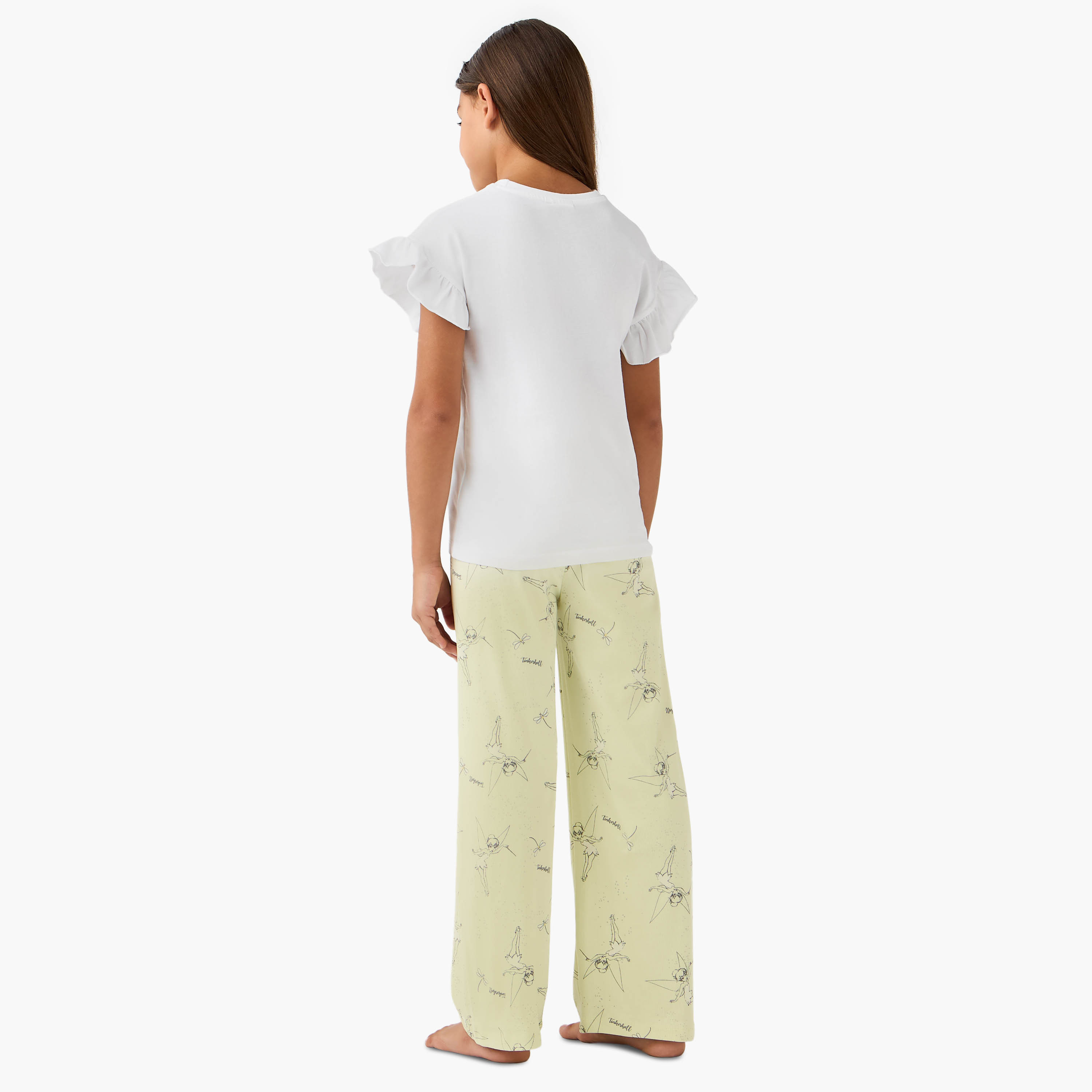 Disney Tinkerbell Print T-shirt and Pyjama Set-girls-clothing-nightwear-image-4