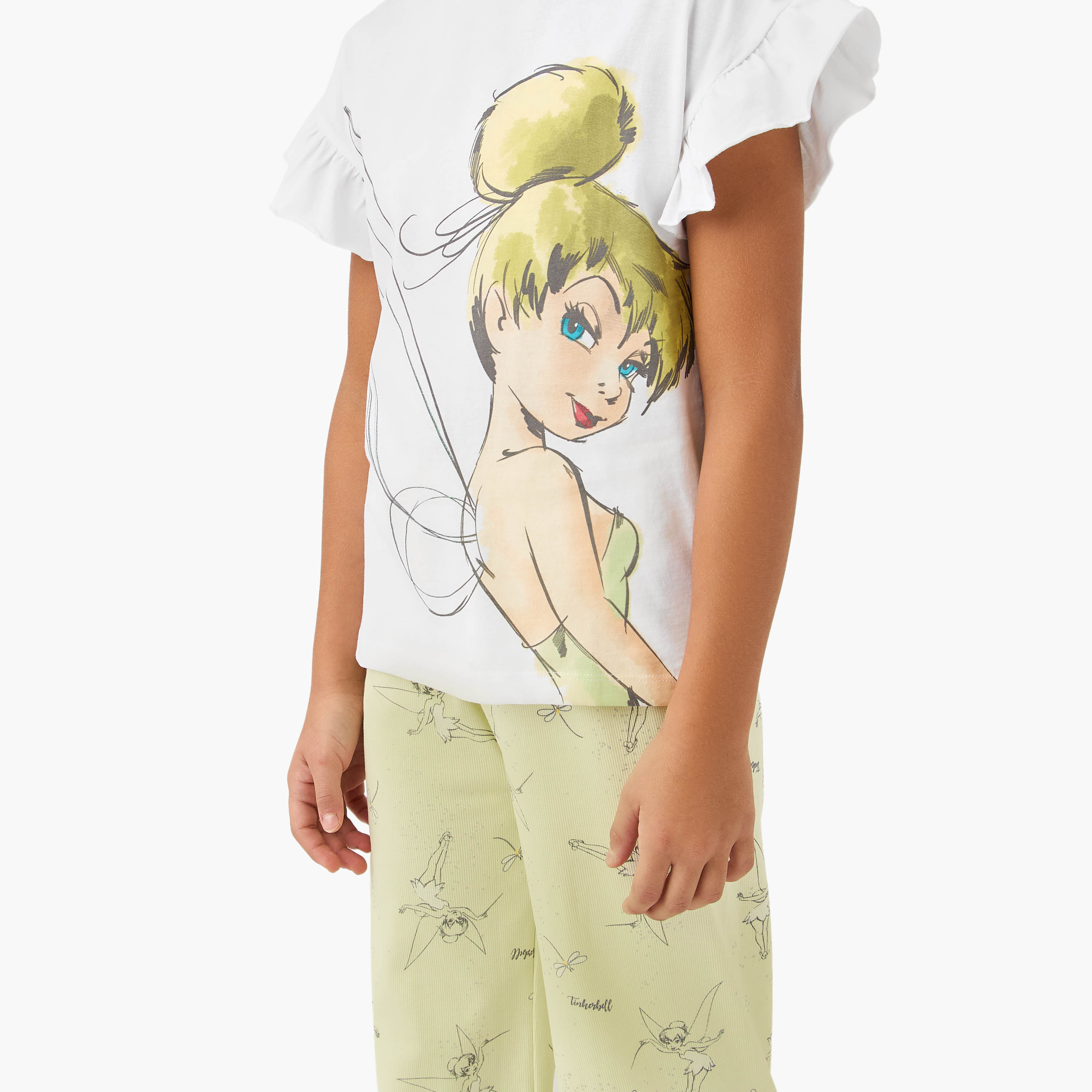 Disney Tinkerbell Print T-shirt and Pyjama Set-girls-clothing-nightwear-image-5