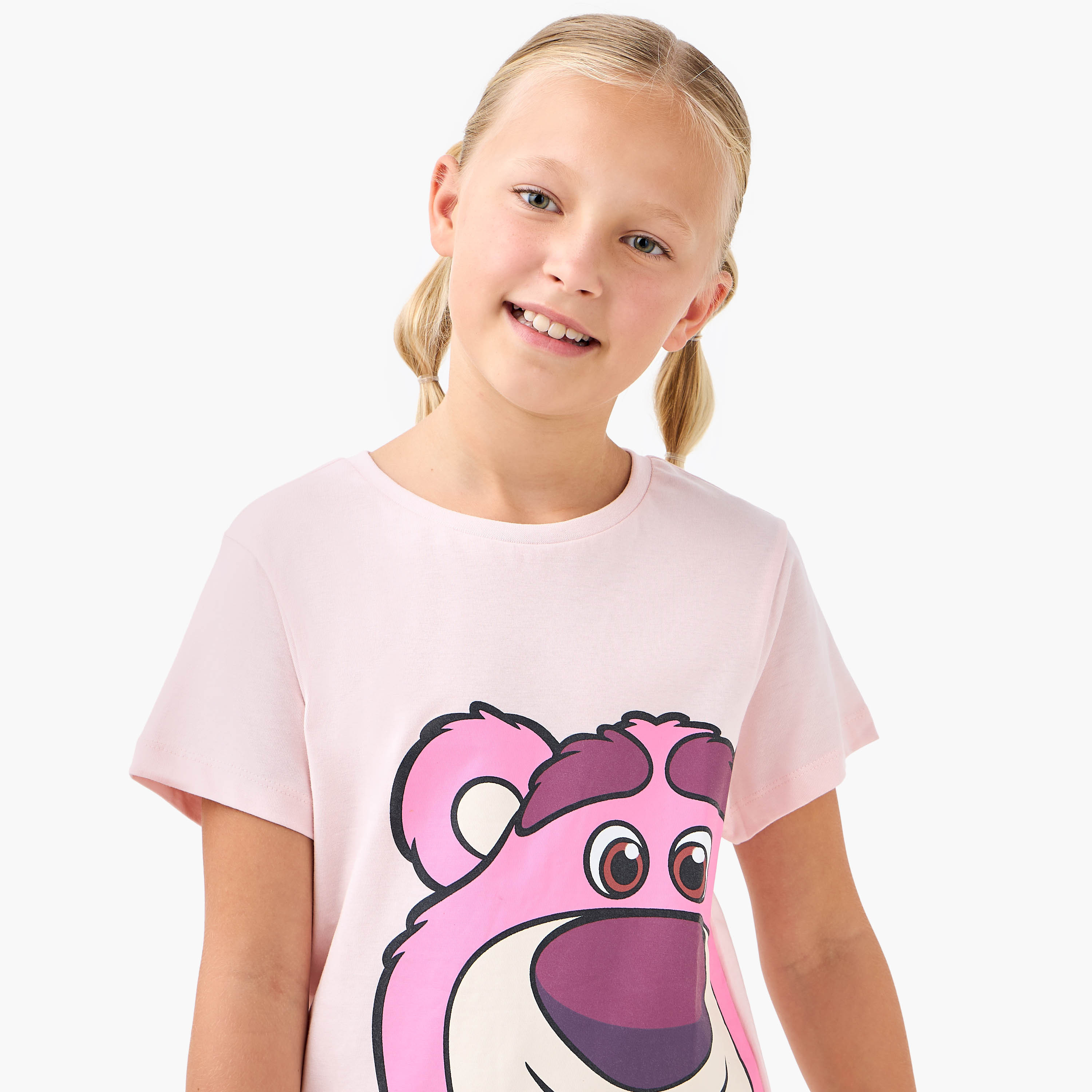 Disney Lotso Print T-shirt and Striped Pyjama Set-girls-clothing-nightwear-image-5