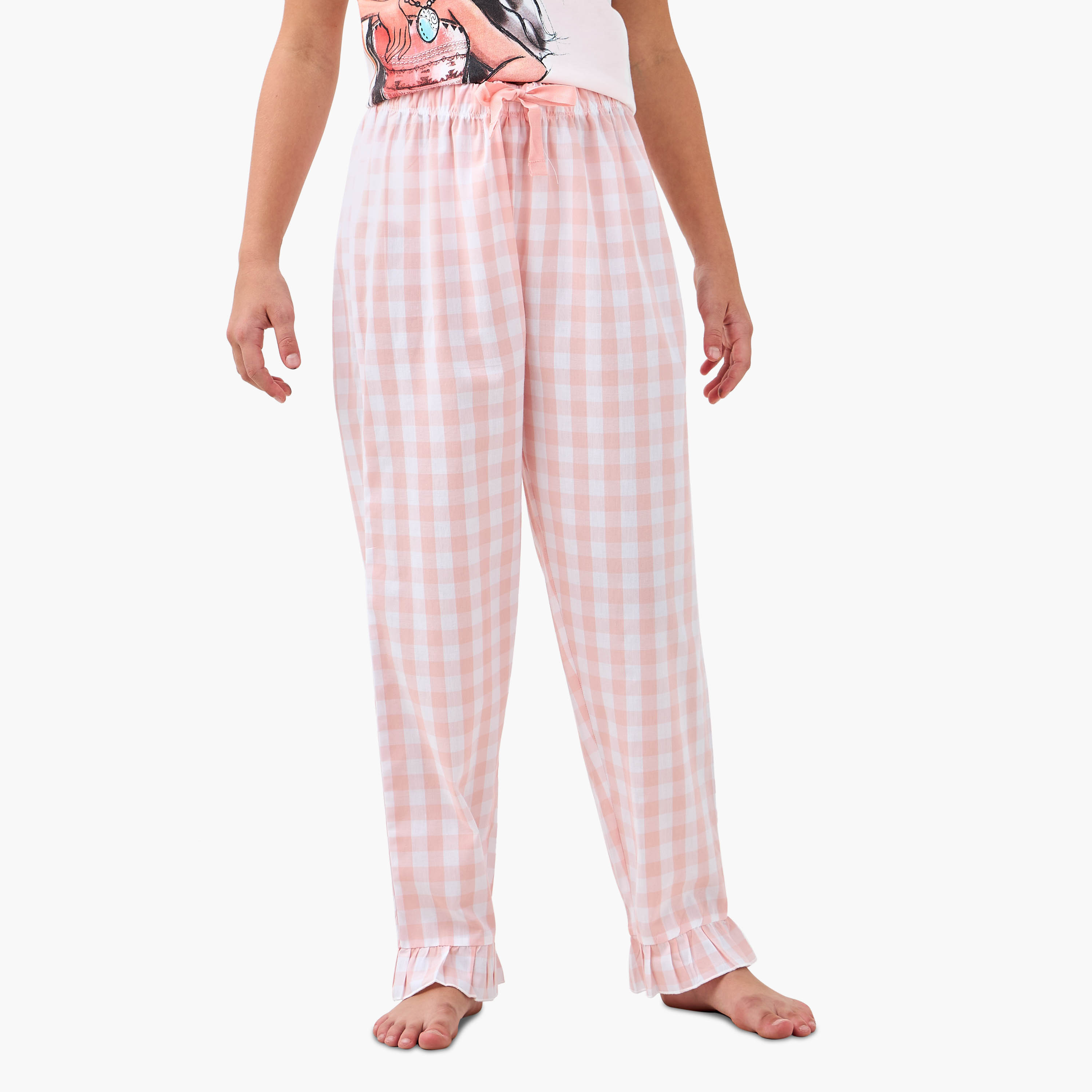 طقم تيشيرت وبيجاما مربعات بطبعات موانا من ديزني-girls-clothing-nightwear-image-3