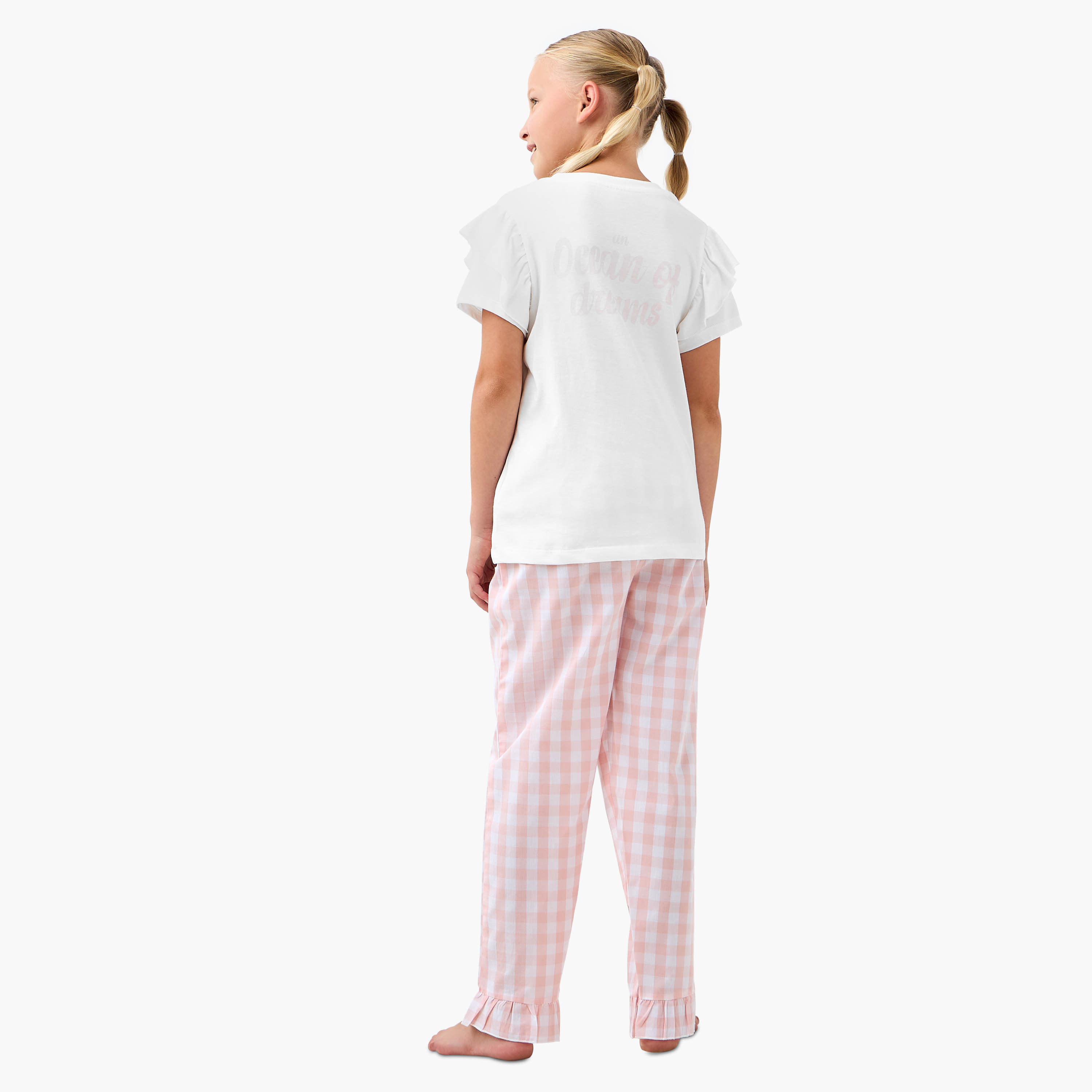 طقم تيشيرت وبيجاما مربعات بطبعات موانا من ديزني-girls-clothing-nightwear-image-4