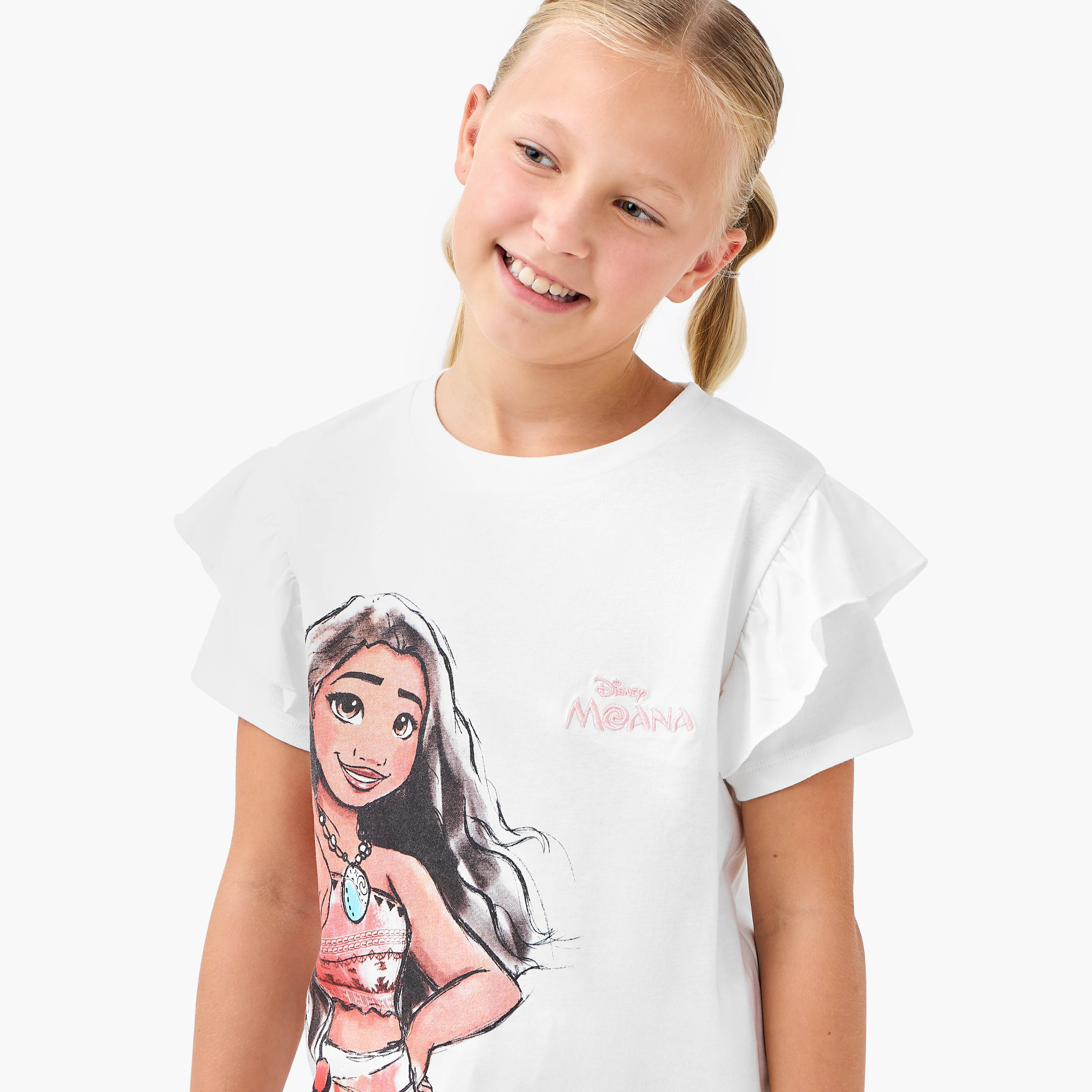 طقم تيشيرت وبيجاما مربعات بطبعات موانا من ديزني-girls-clothing-nightwear-image-5