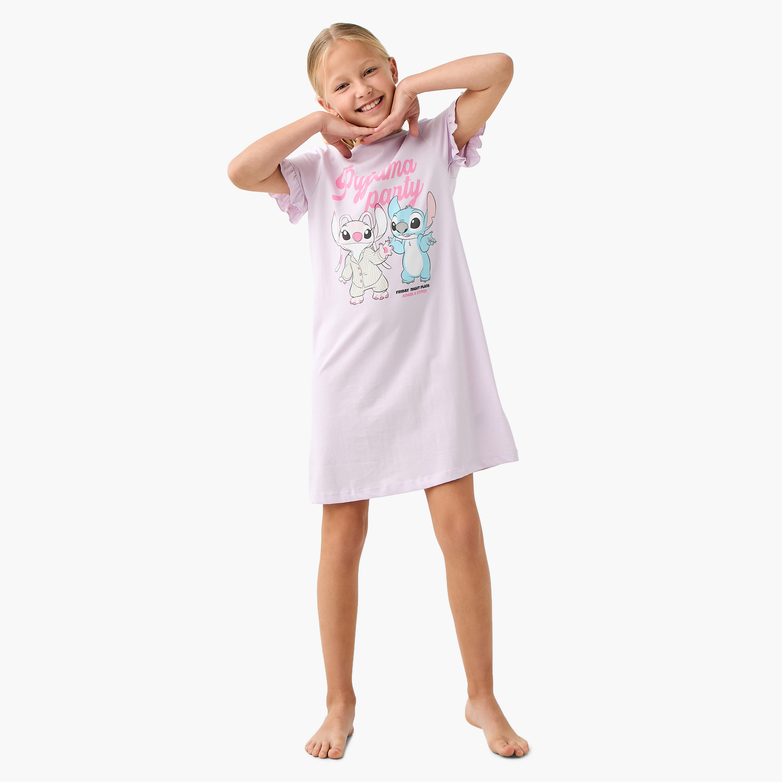 Disney Angel and Stitch Print Night Dress with Ruffle Detail - Set of 2-girls-clothing-nightwear-image-3