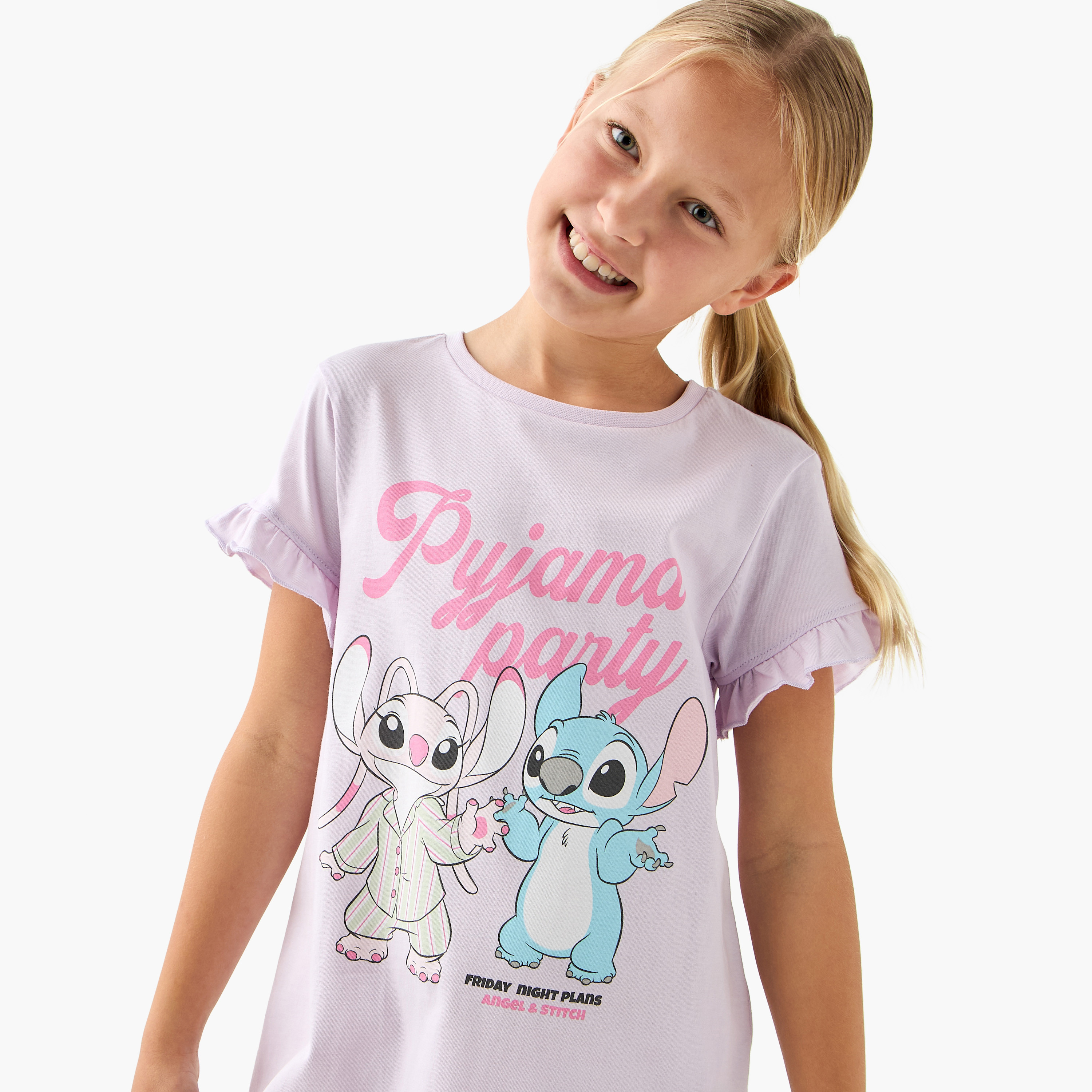 Disney Angel and Stitch Print Night Dress with Ruffle Detail - Set of 2-girls-clothing-nightwear-image-5