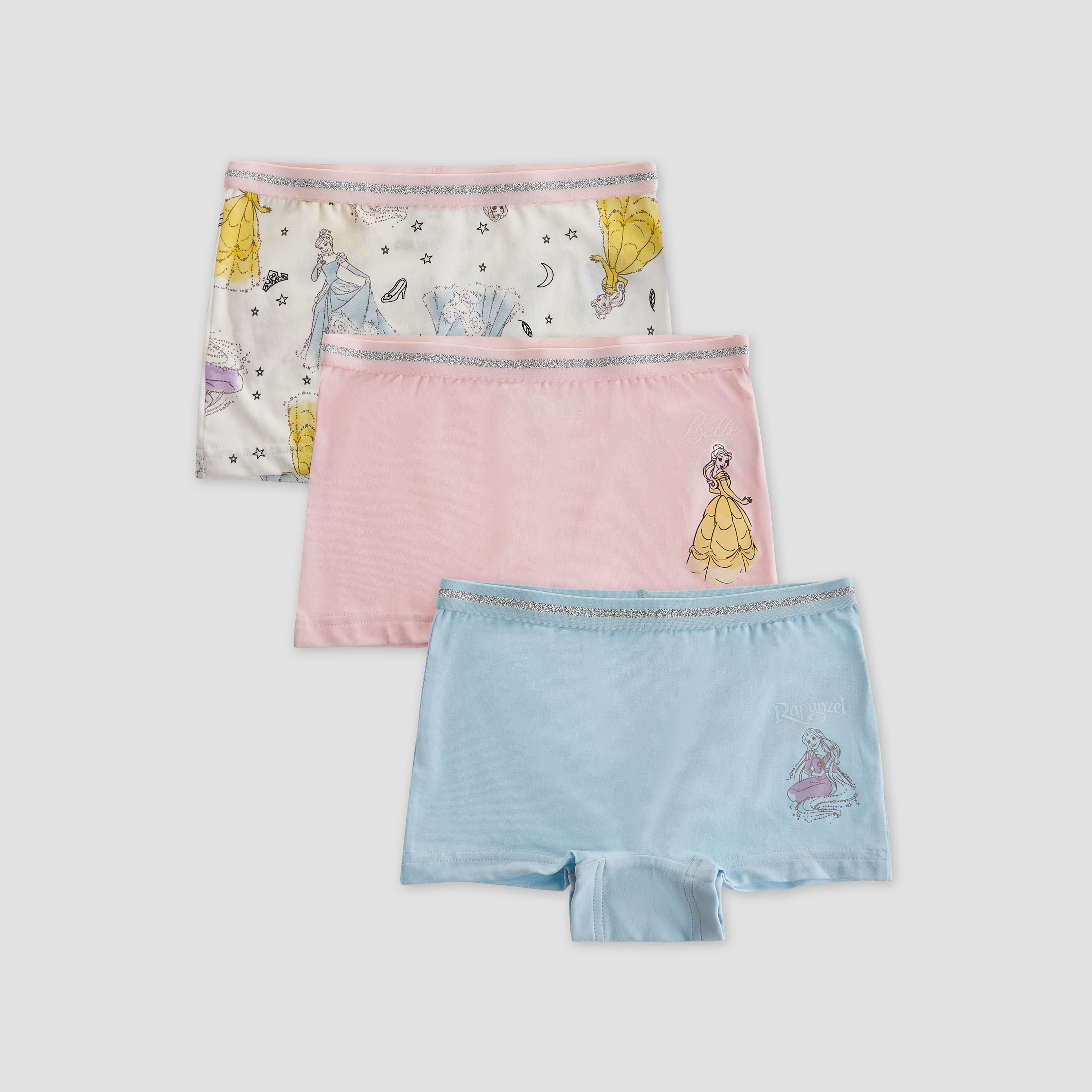 Pack of 3 Disney Cotton Boxers with Princess Print-girls-clothing-innerwear-panties-image-1