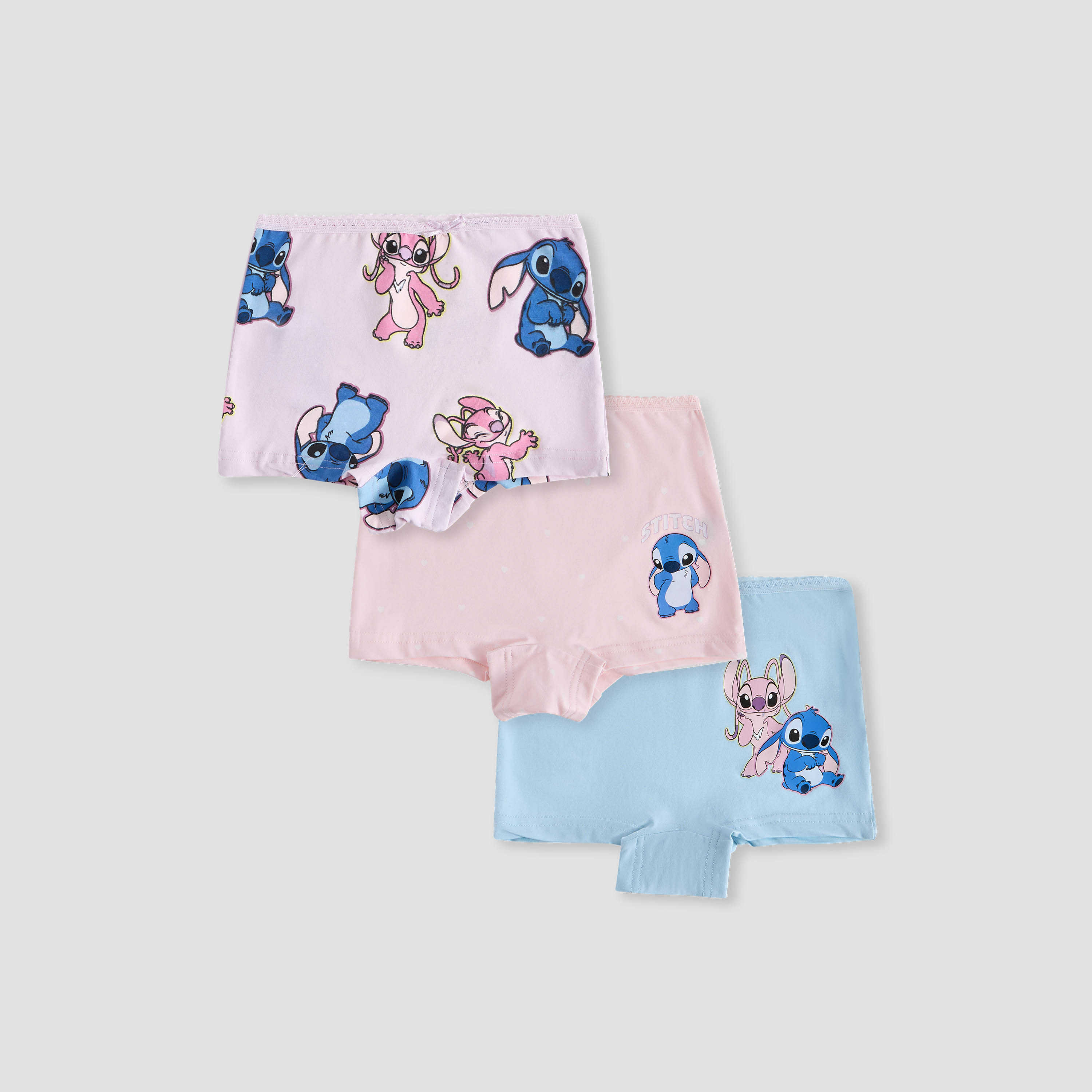 Disney Stitch and Angel Print Boxer Briefs - Set of 3-girls-clothing-innerwear-panties-image-1