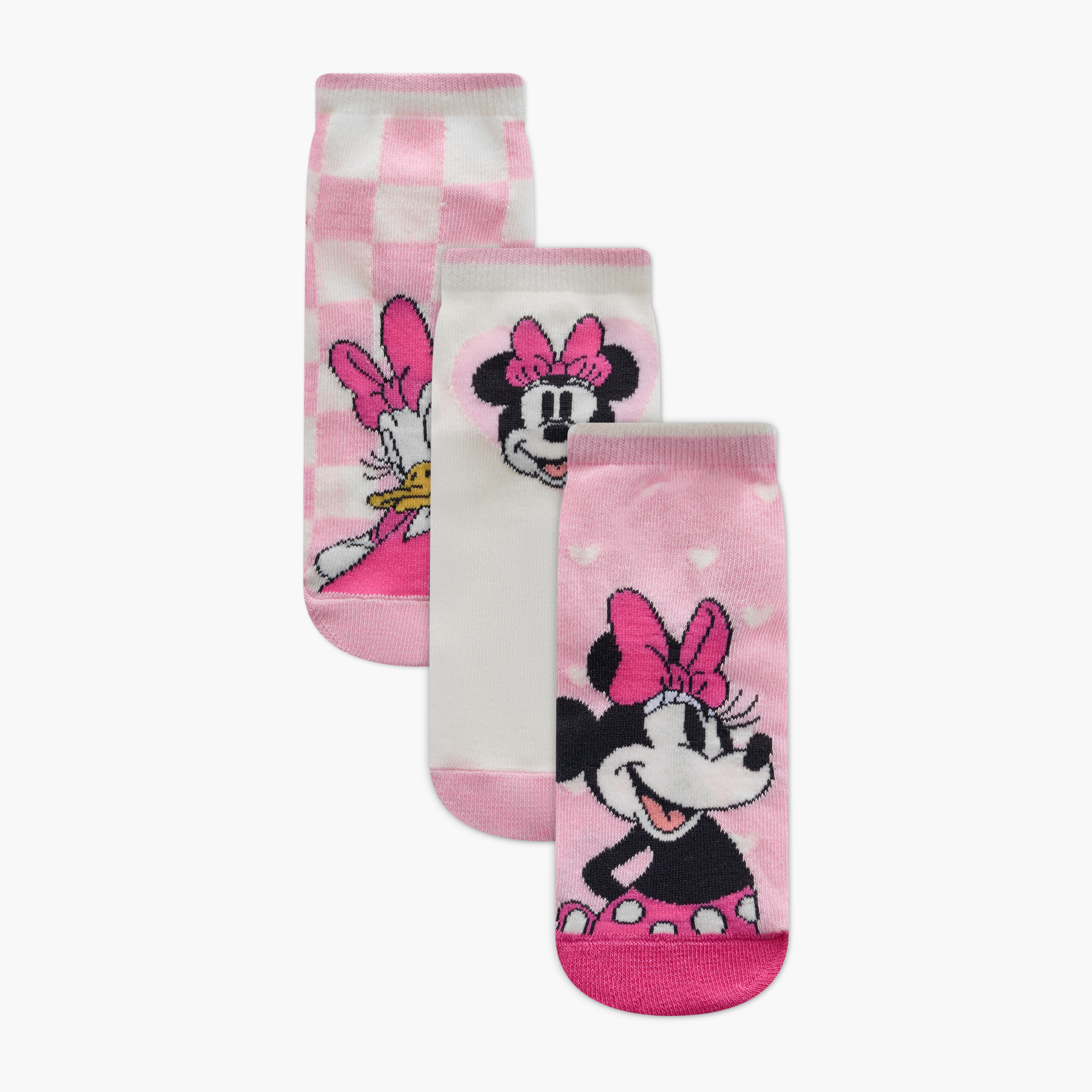 Disney Minnie Mouse and Daisy Duck Print Ankle Length Socks - Set of 3-girls-accessories-socks-image-1