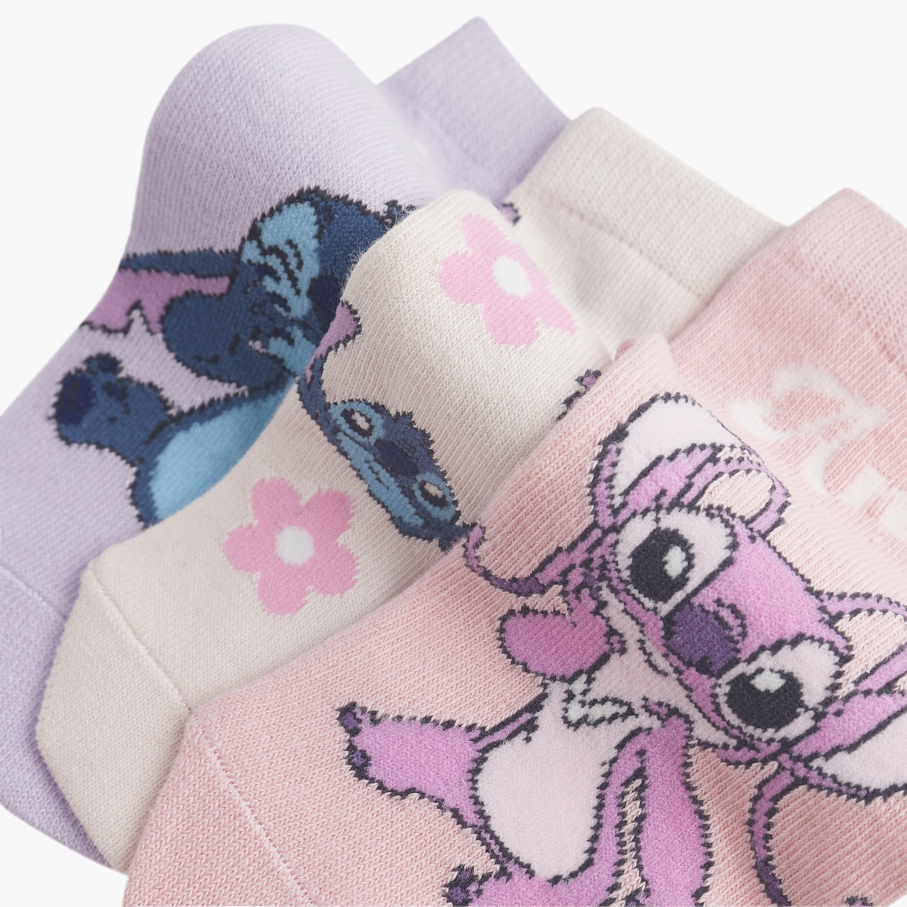طقم جوارب بطول الكاحل 3 أزواج بطبعات ستيتش آند أنجل من ديزني-girls-accessories-socks-image-3
