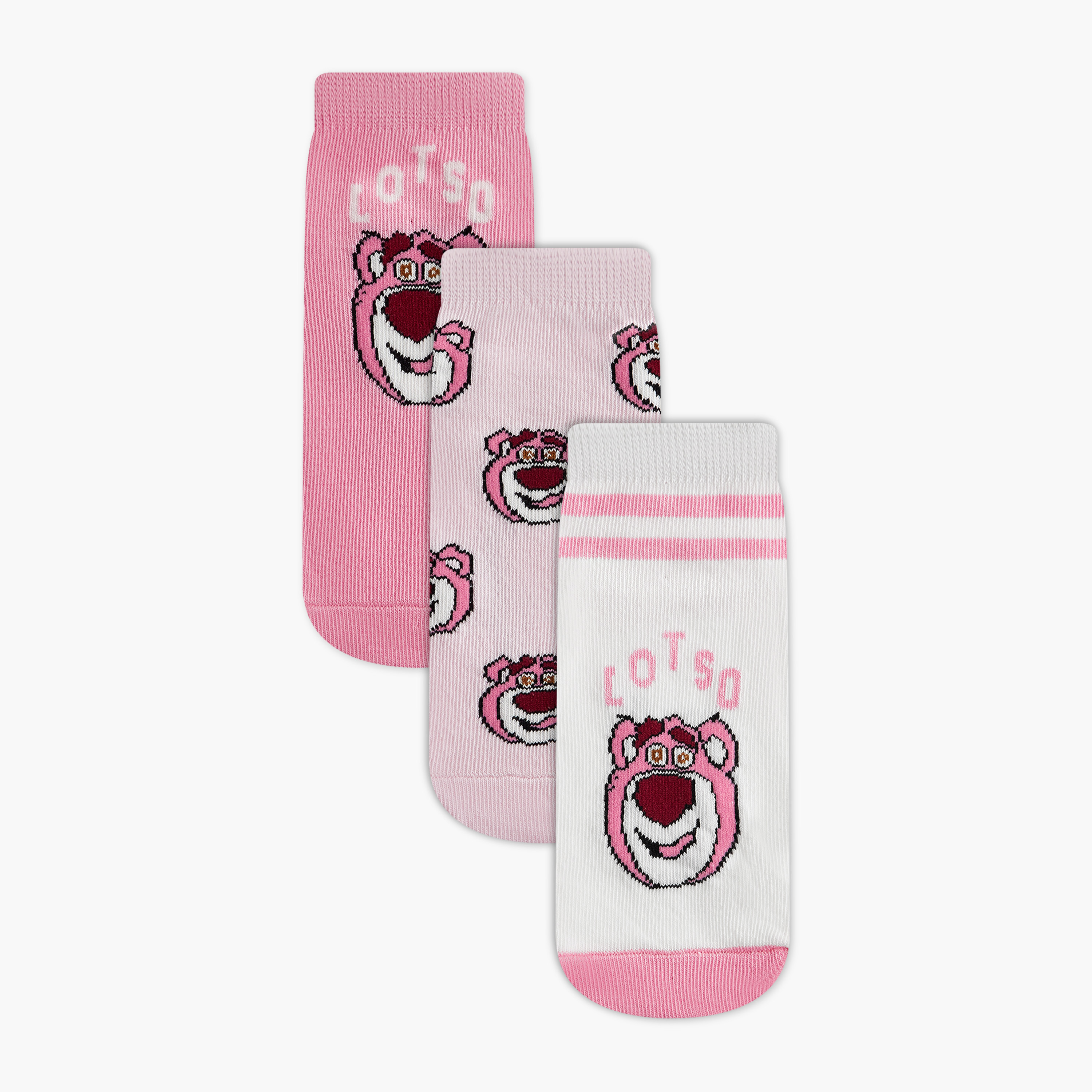 Disney Lotso Detail Ankle Length Socks - Set of 3-girls-accessories-socks-image-1