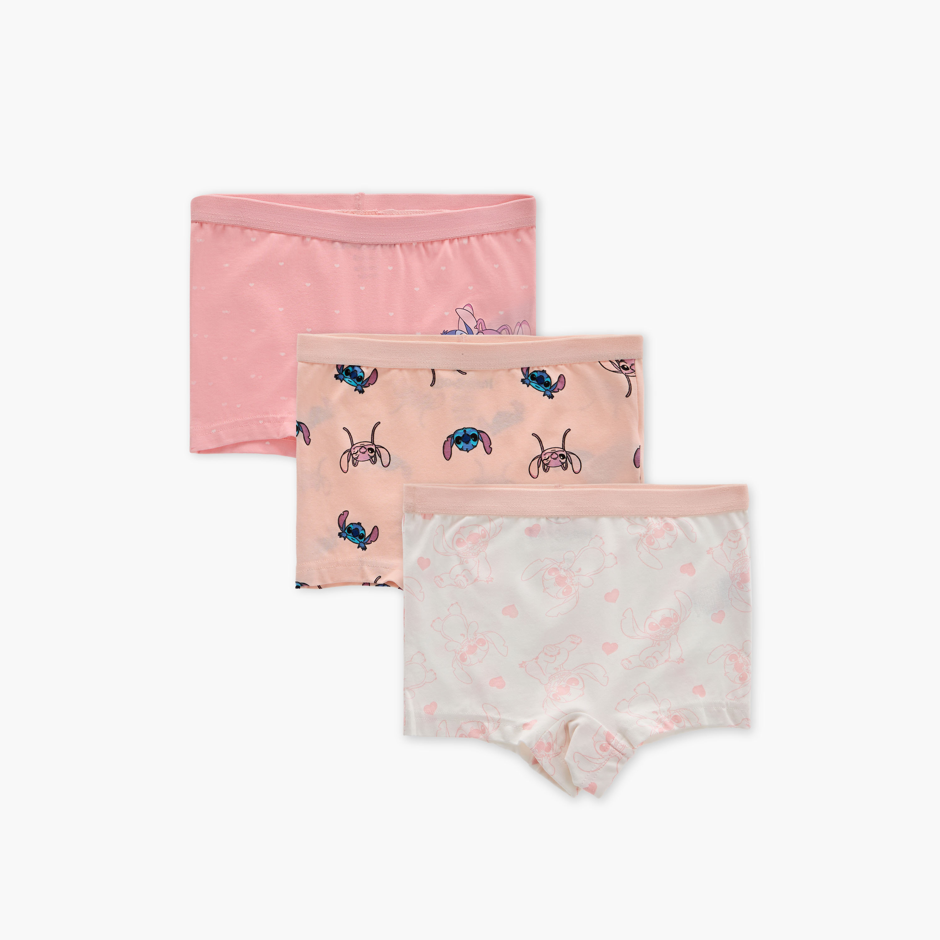 Disney Angel and Stitch Print Boxer Briefs with Elasticated Waistband - Set of 3-girls-clothing-innerwear-panties-image-1