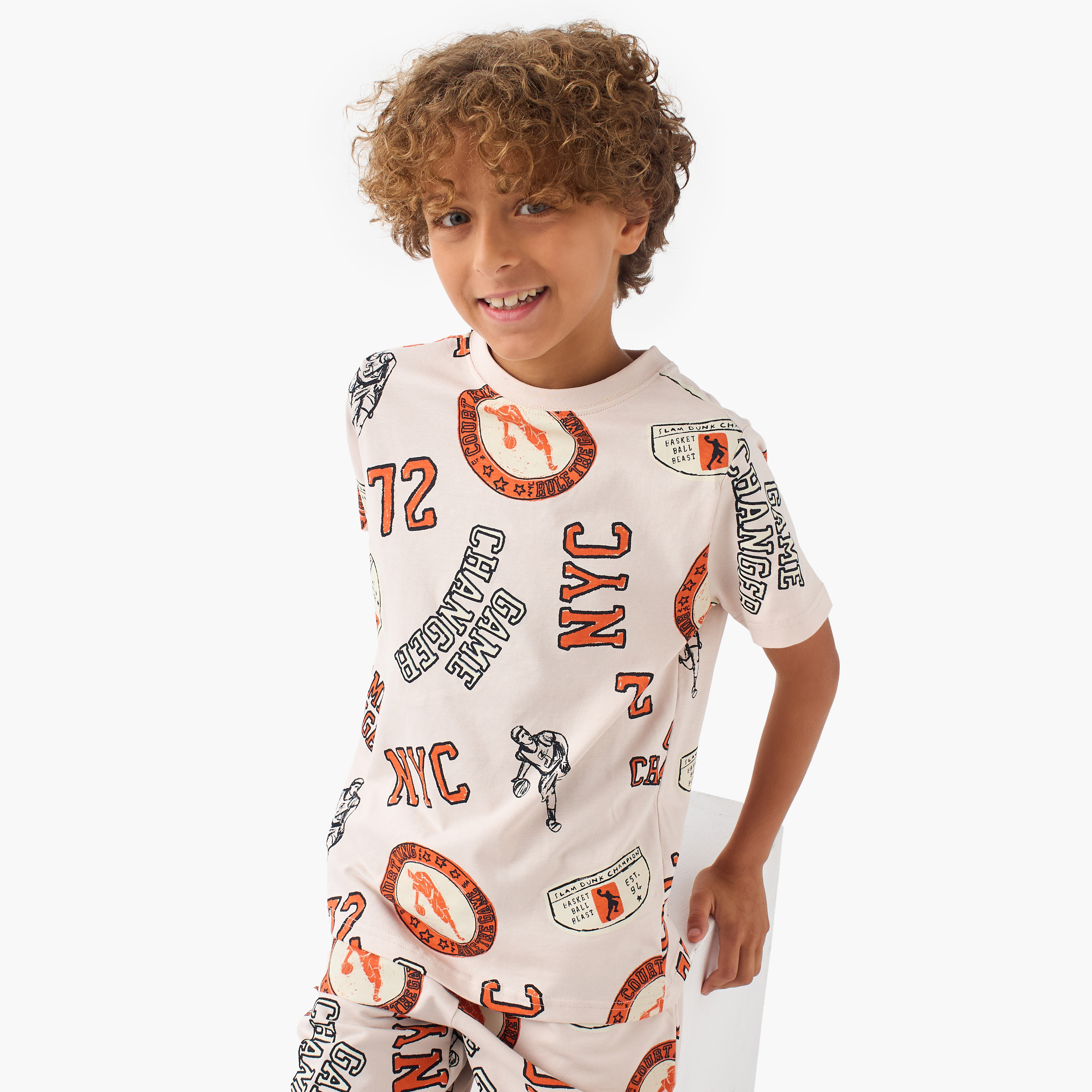 Juniors All-Over Print T-shirt with Crew Neck and Short Sleeves-boys-clothing-tshirtsandpolos-image-1