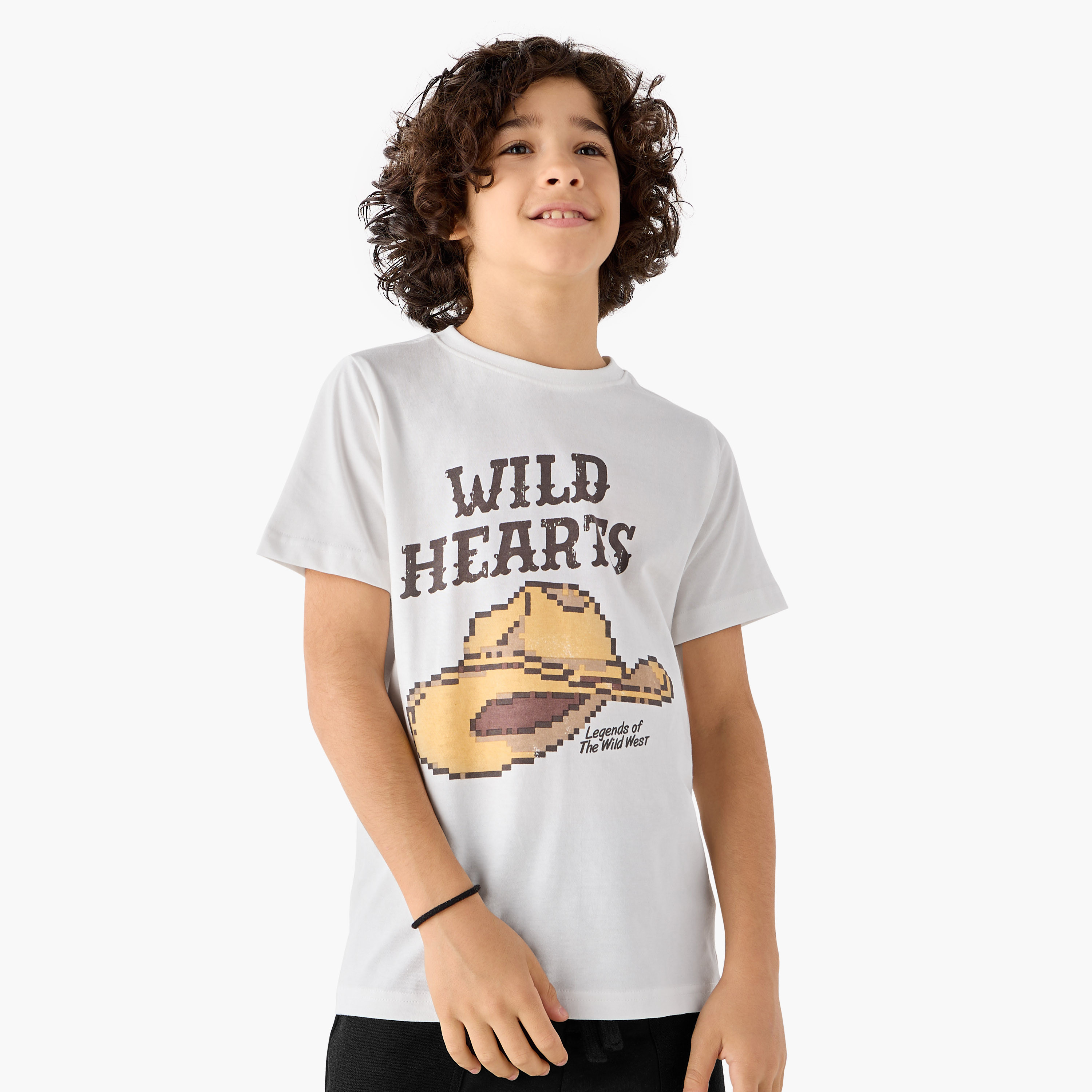 Juniors Graphic Print Crew Neck T-shirt with Short Sleeves-boys-clothing-tshirtsandpolos-image-1