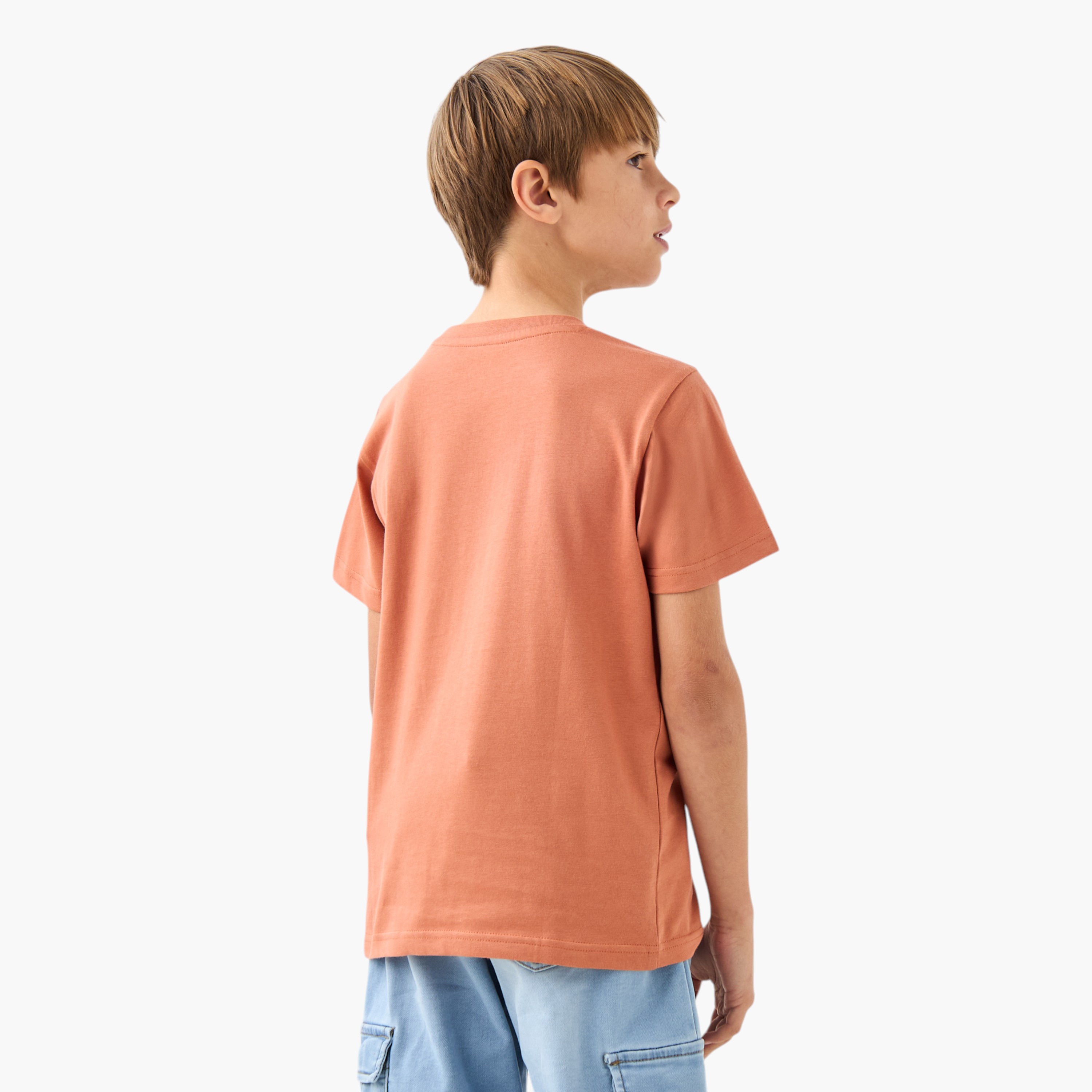 Juniors Graphic Print Crew Neck T-shirt with Short Sleeves-boys-clothing-tshirtsandpolos-image-3