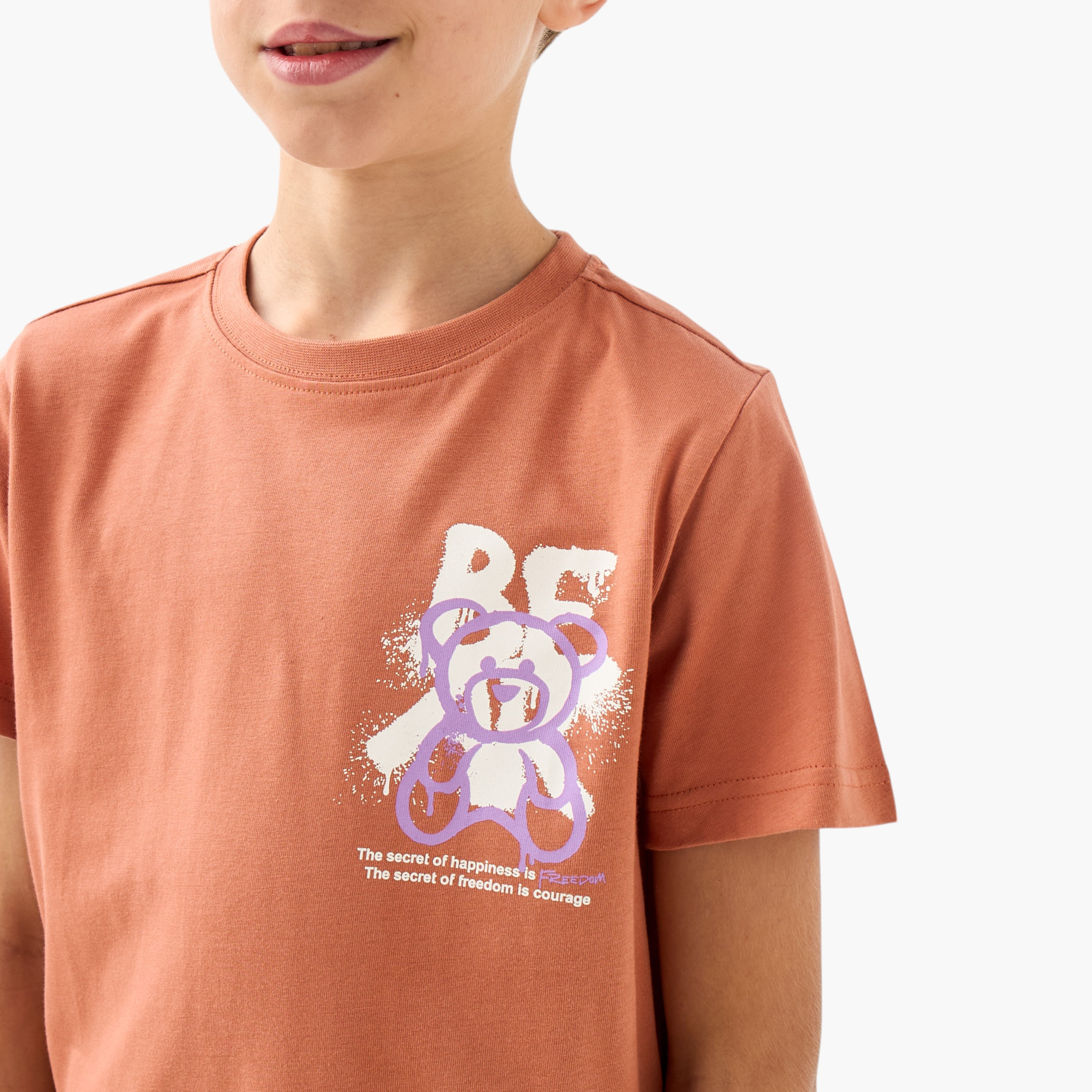Juniors Graphic Print Crew Neck T-shirt with Short Sleeves-boys-clothing-tshirtsandpolos-image-4