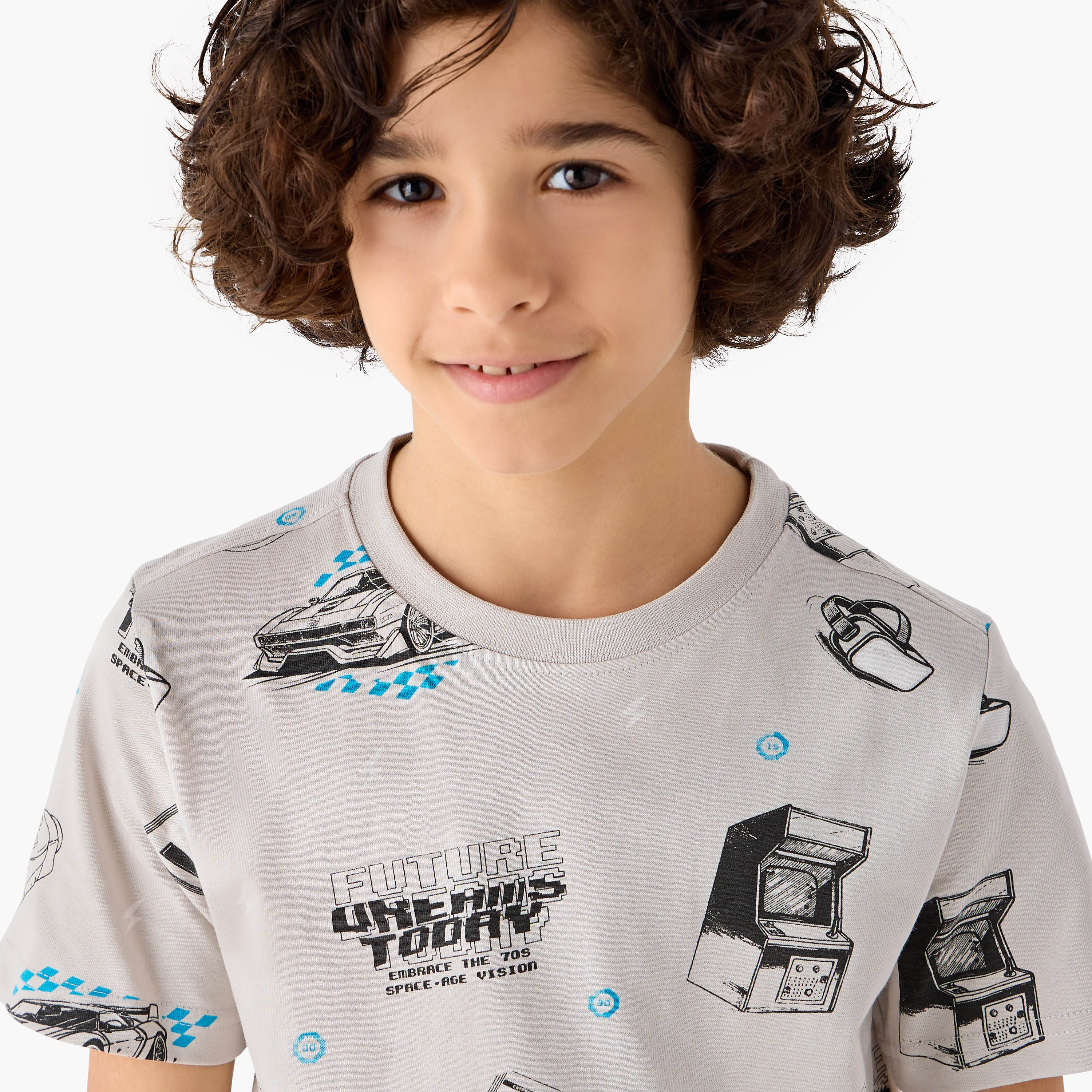 Juniors Graphic Print Crew Neck T-shirt with Short Sleeves-boys-clothing-tshirtsandpolos-image-4