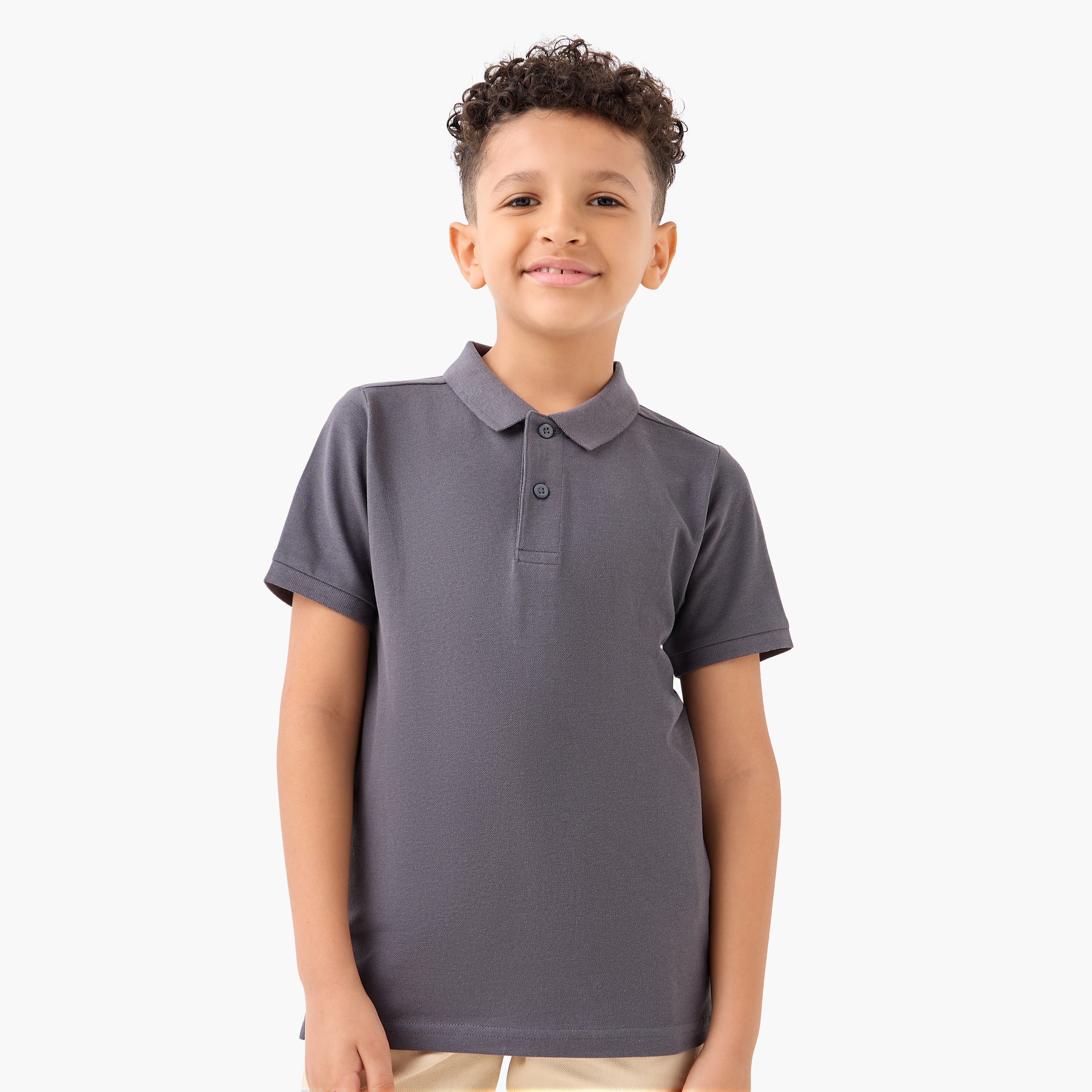 Juniors Solid Polo T-shirt with Short Sleeves-boys-clothing-tshirtsandpolos-image-1