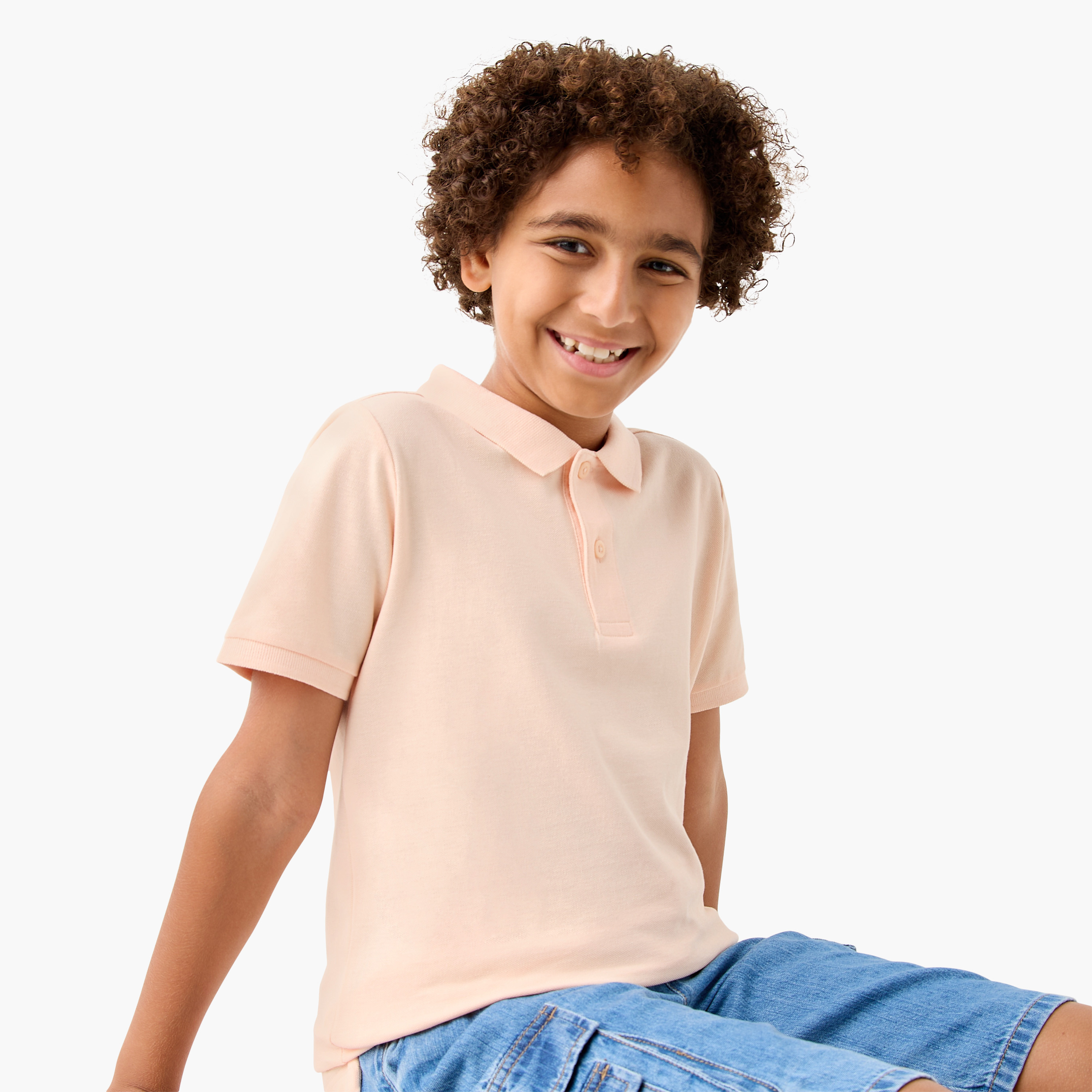 تيشيرت بولو سادة بأكمام قصيرة وأزرار إغلاق من جونيورز-boys-clothing-tshirtsandpolos-image-1