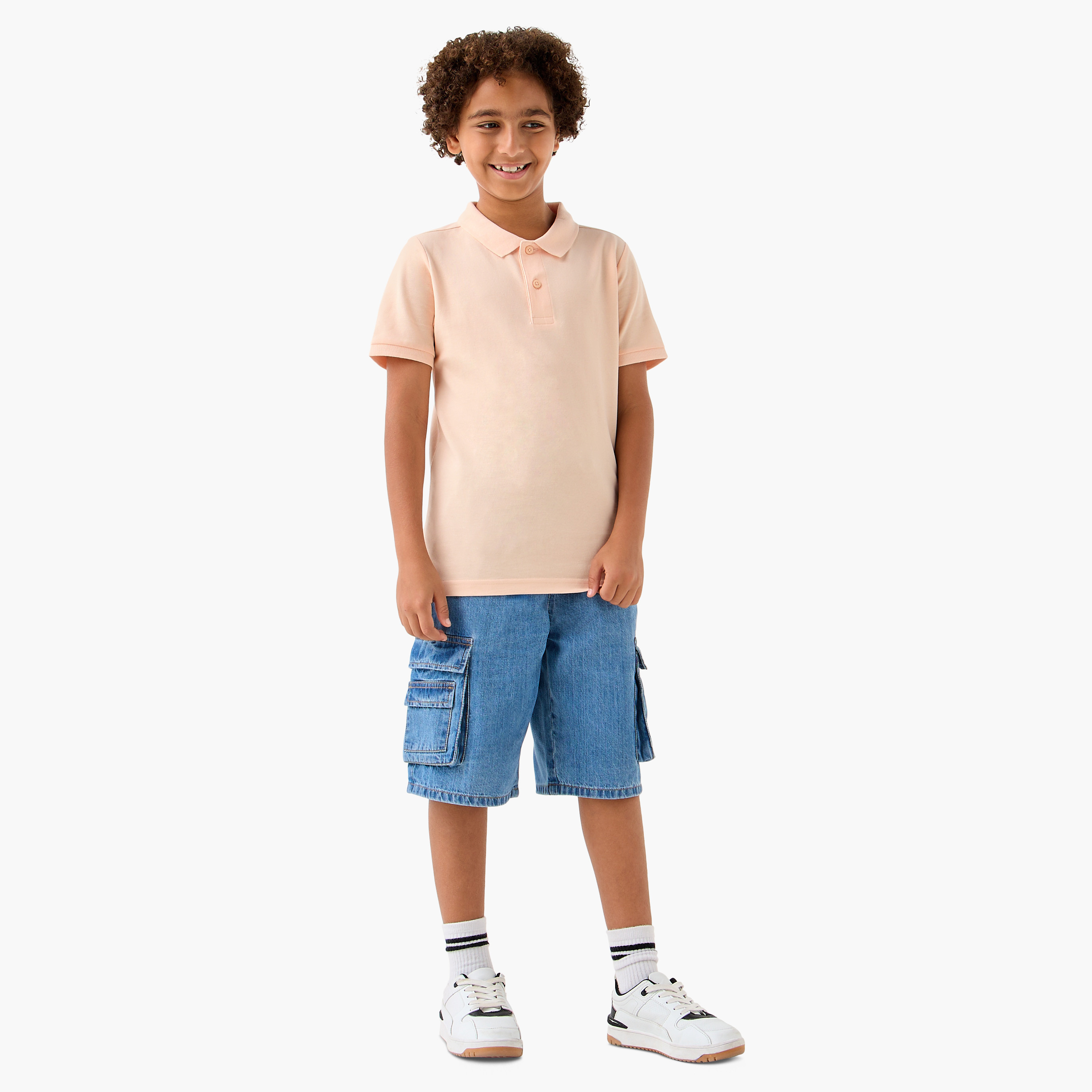 تيشيرت بولو سادة بأكمام قصيرة وأزرار إغلاق من جونيورز-boys-clothing-tshirtsandpolos-image-2