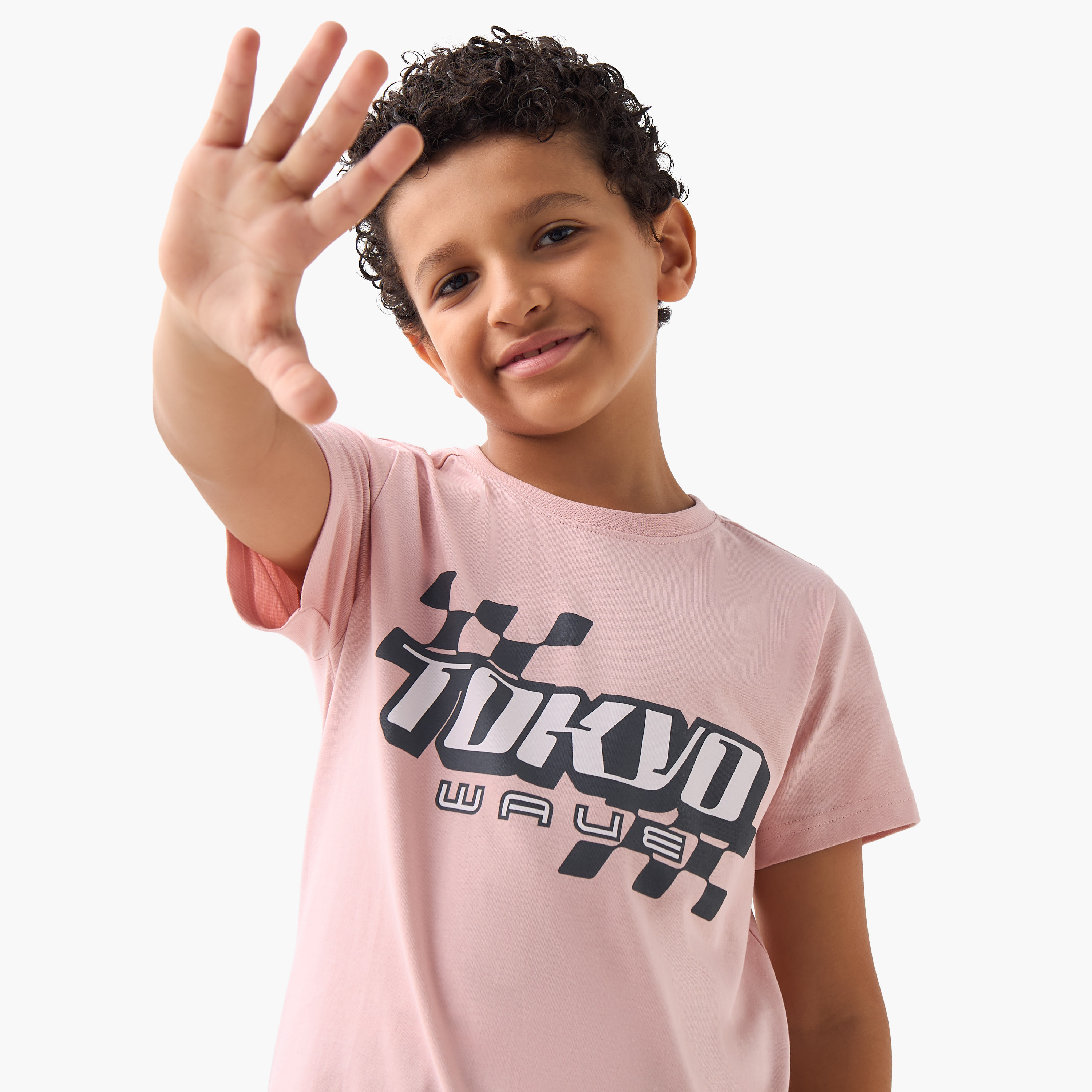 Juniors Graphic Print Crew Neck T-shirt with Short Sleeves-boys-clothing-tshirtsandpolos-image-4