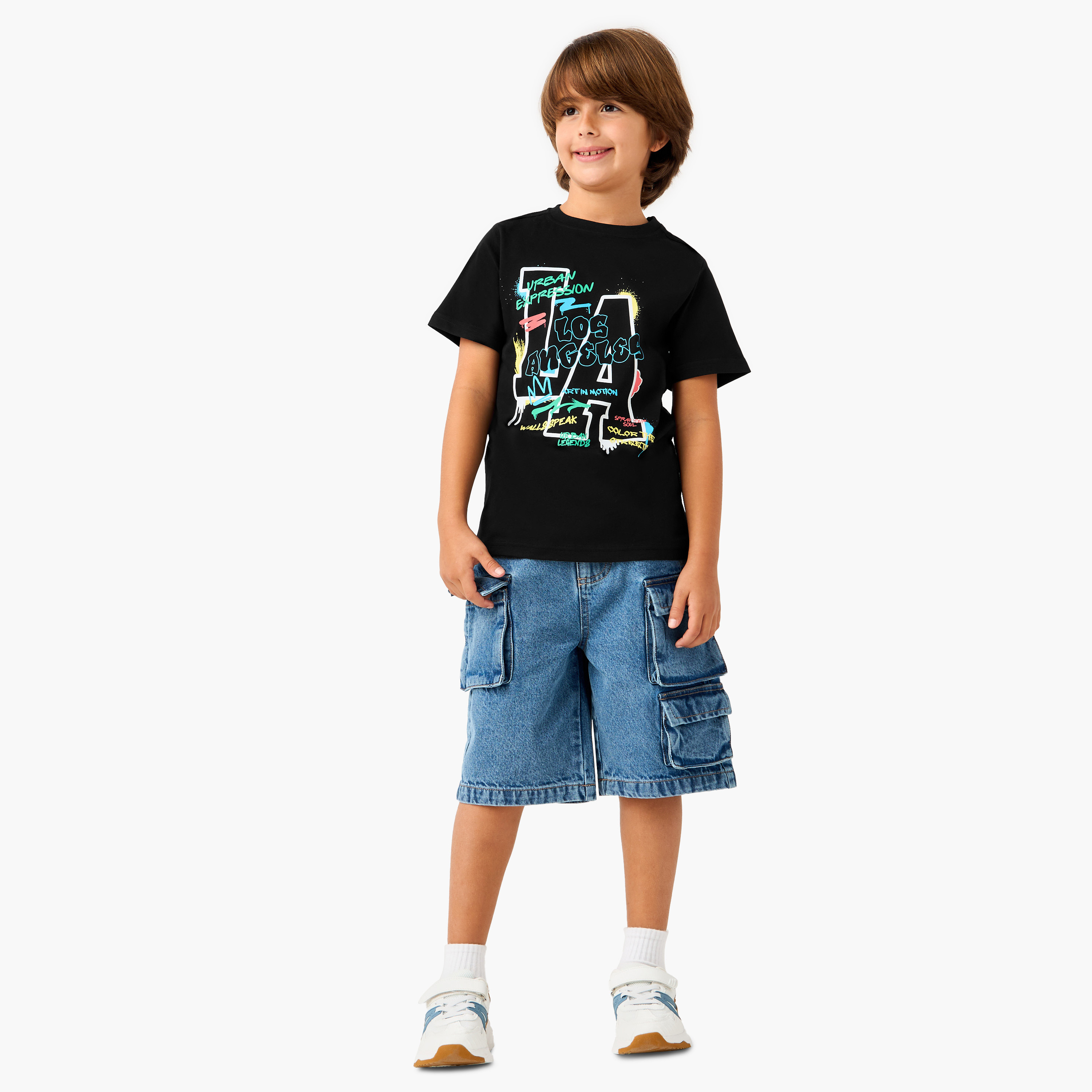 Juniors Graphic Print T-shirt with Short Sleeves-boys-clothing-tshirtsandpolos-image-2