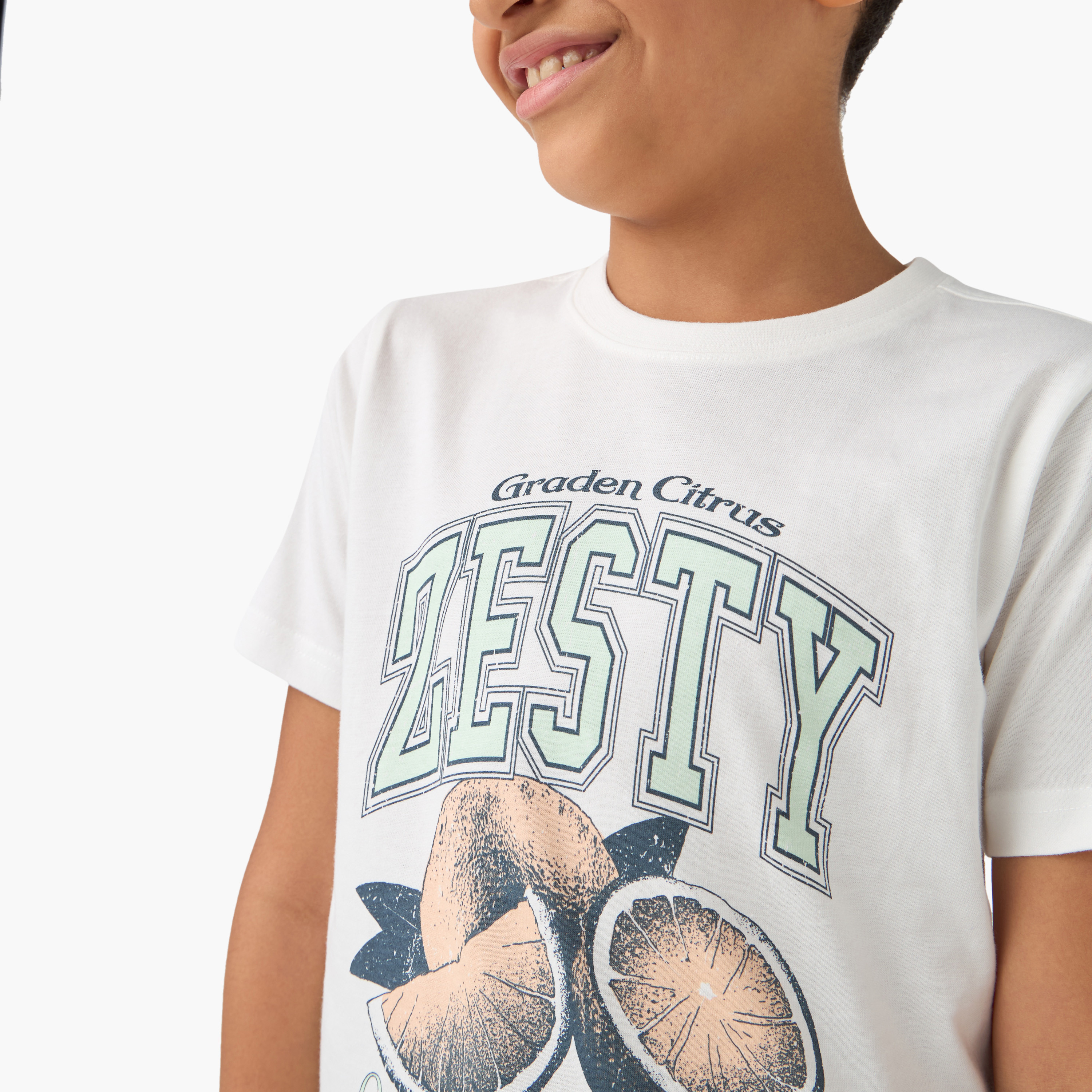 Juniors Graphic Print Crew Neck T-shirt with Short Sleeves-boys-clothing-tshirtsandpolos-image-4