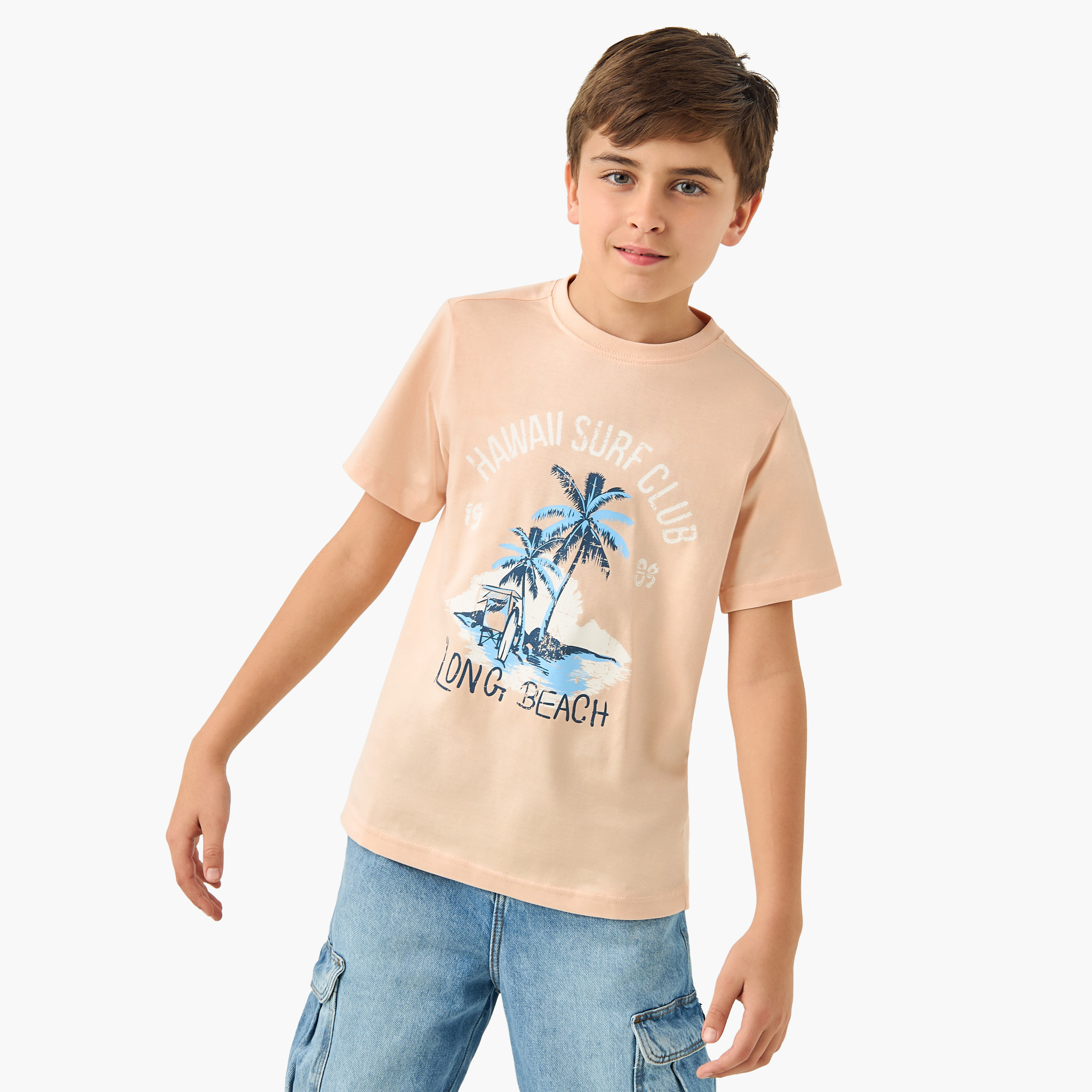 Juniors Graphic Print T-shirt with Crew Neck and Short Sleeves-boys-clothing-tshirtsandpolos-image-1